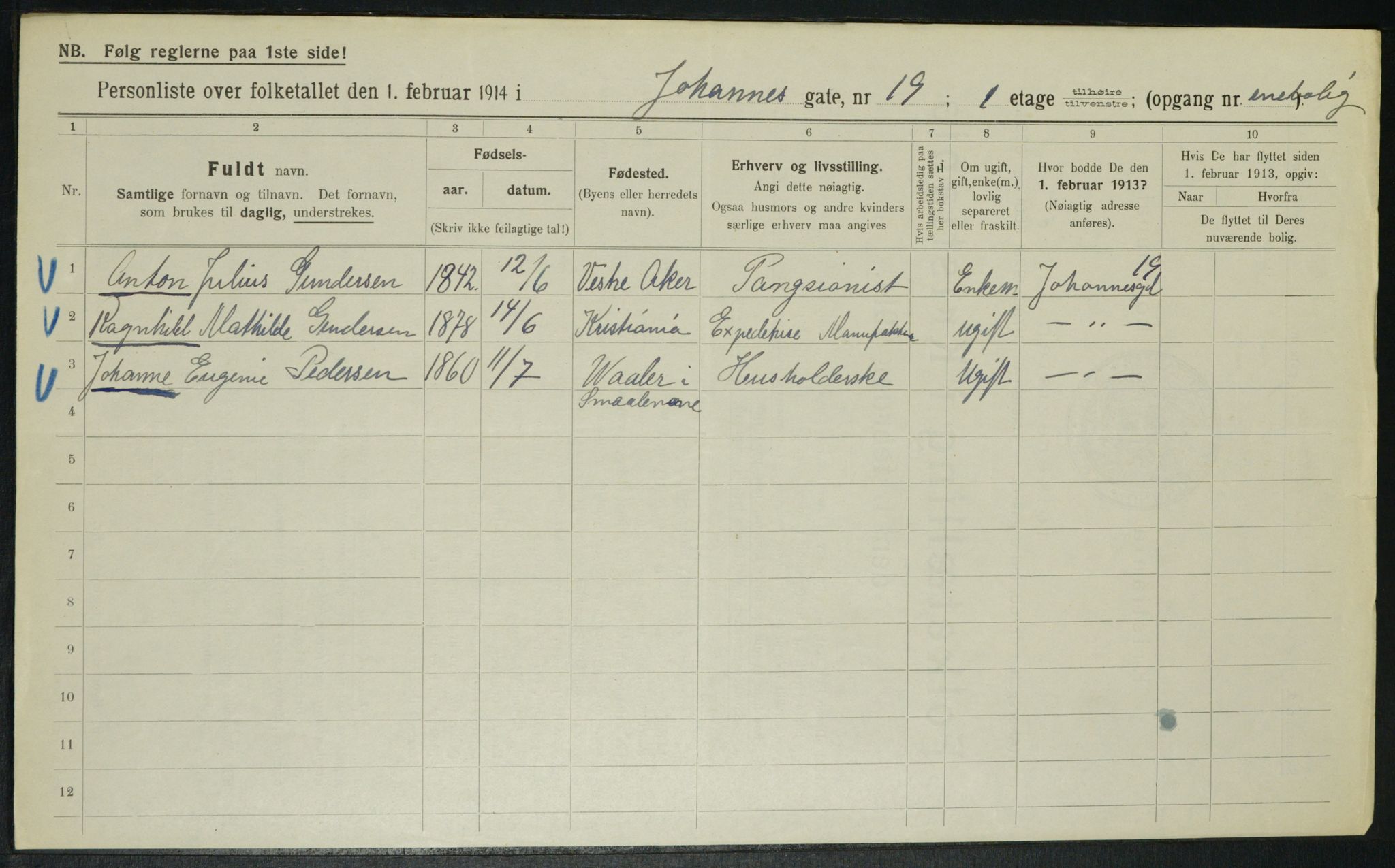 OBA, Municipal Census 1914 for Kristiania, 1914, p. 47317