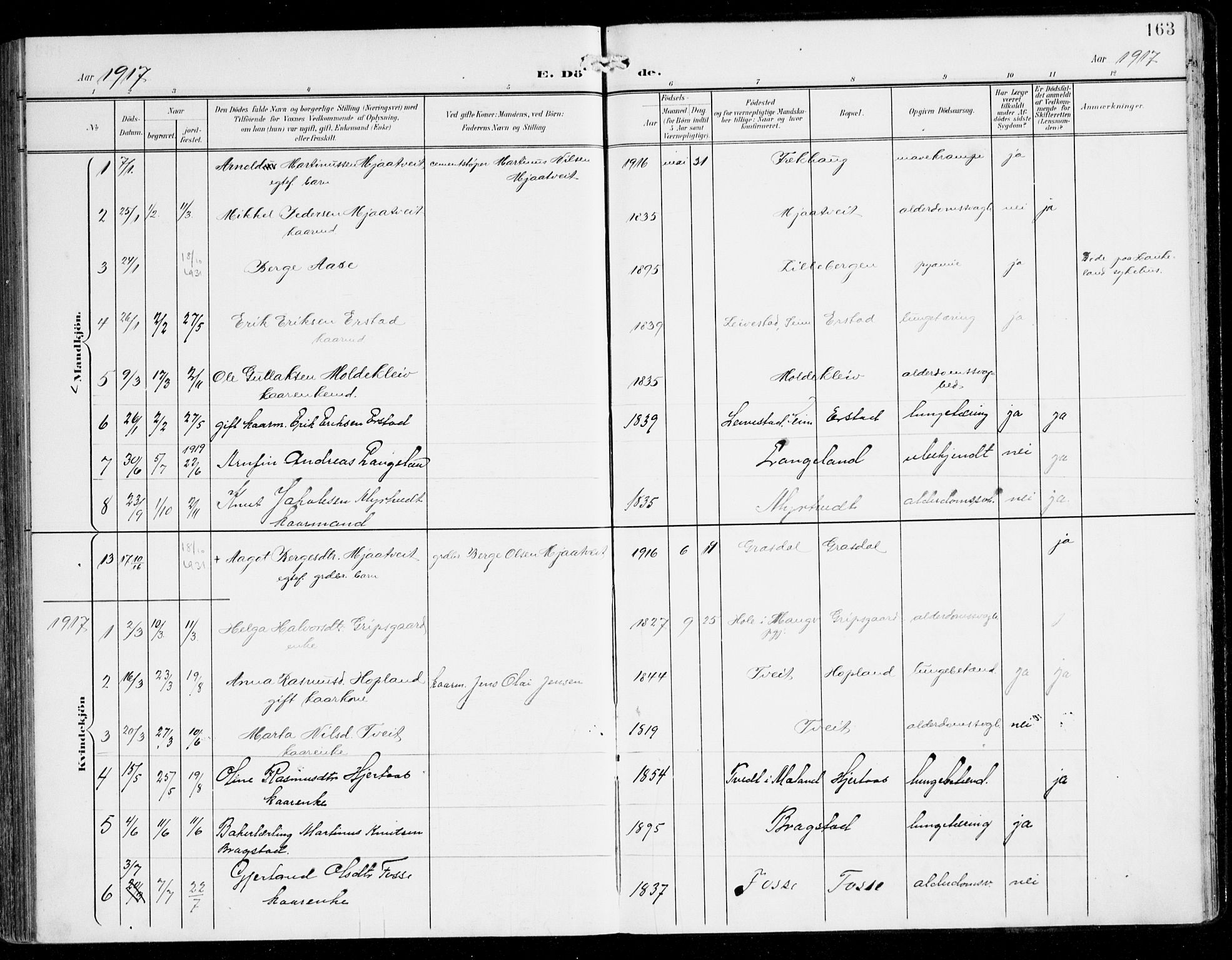 Alversund Sokneprestembete, SAB/A-73901/H/Ha/Haa/Haac/L0002: Parish register (official) no. C 2, 1901-1921, p. 163