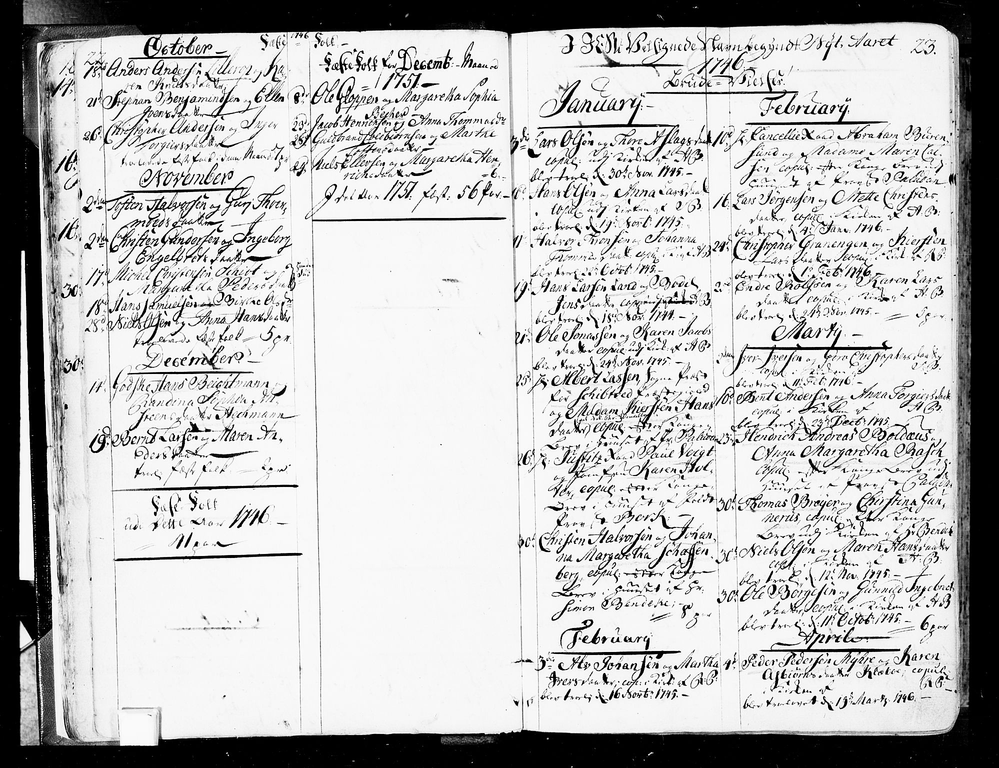 Oslo domkirke Kirkebøker, SAO/A-10752/F/Fa/L0004: Parish register (official) no. 4, 1743-1786, p. 22-23