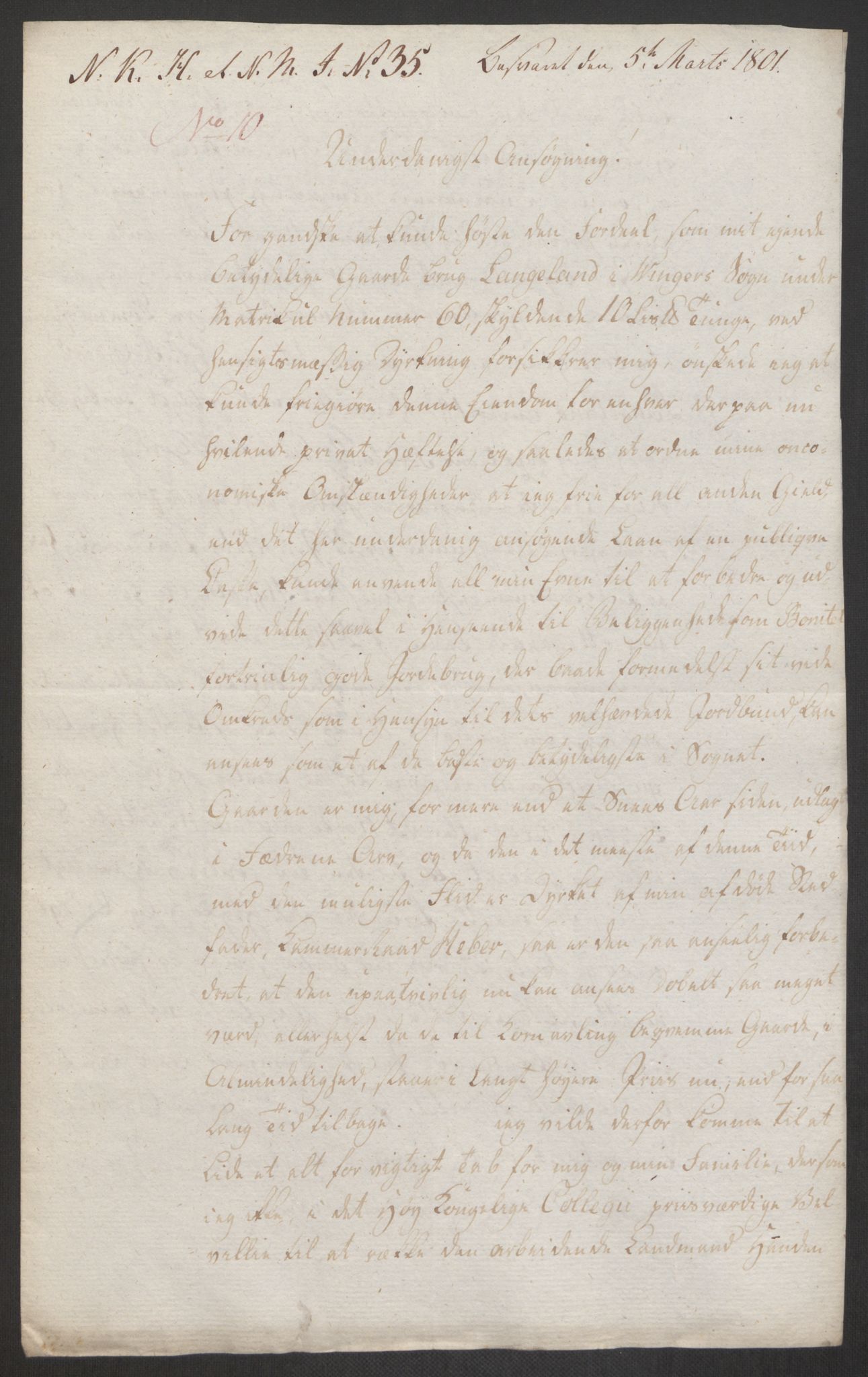 Forsvaret, Den norske kvesthuskasse/krigshospitalkasse, AV/RA-RAFA-1887/F/Fa/L0017: Innkomne brev:, 1782-1807, p. 505