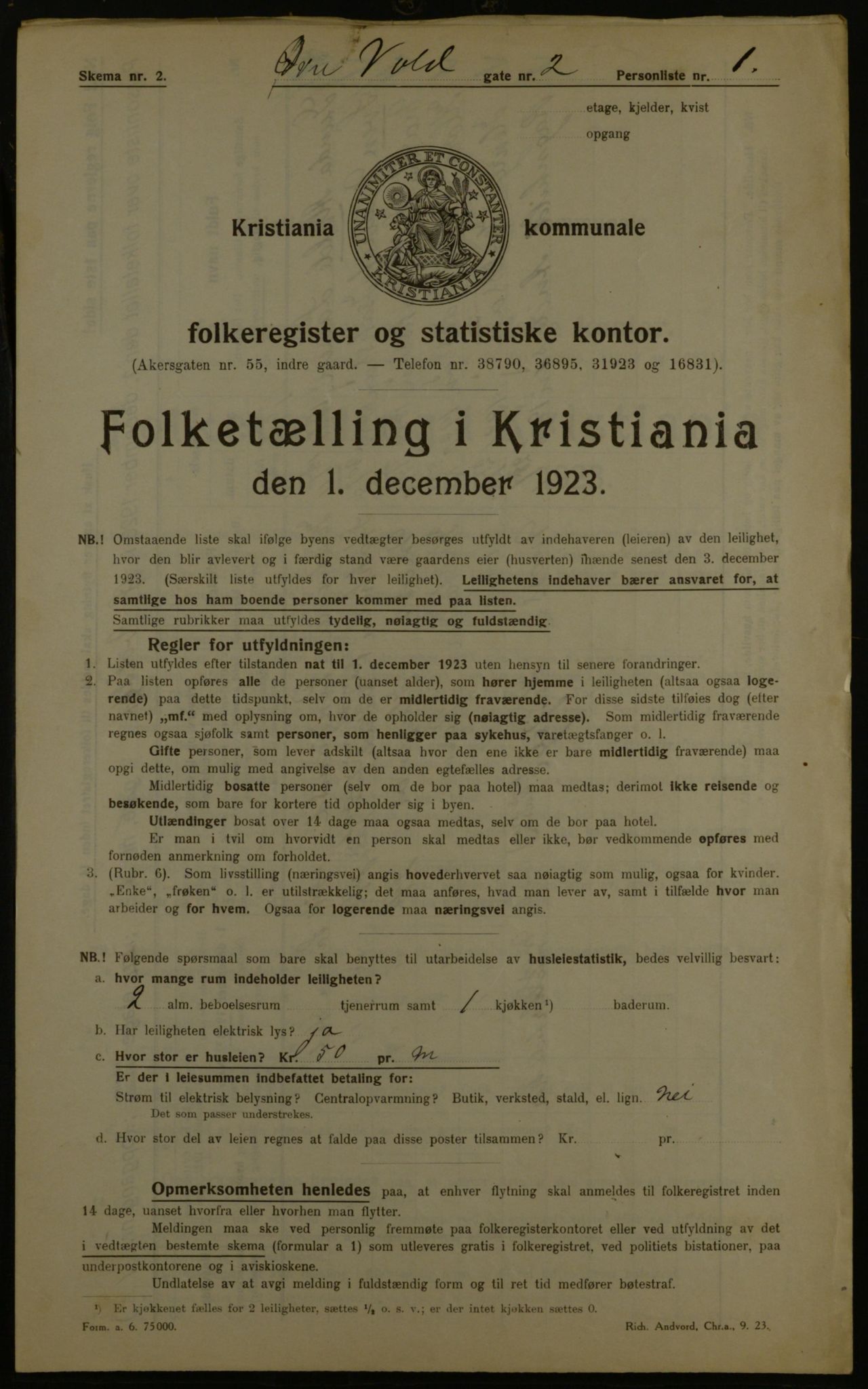 OBA, Municipal Census 1923 for Kristiania, 1923, p. 143308