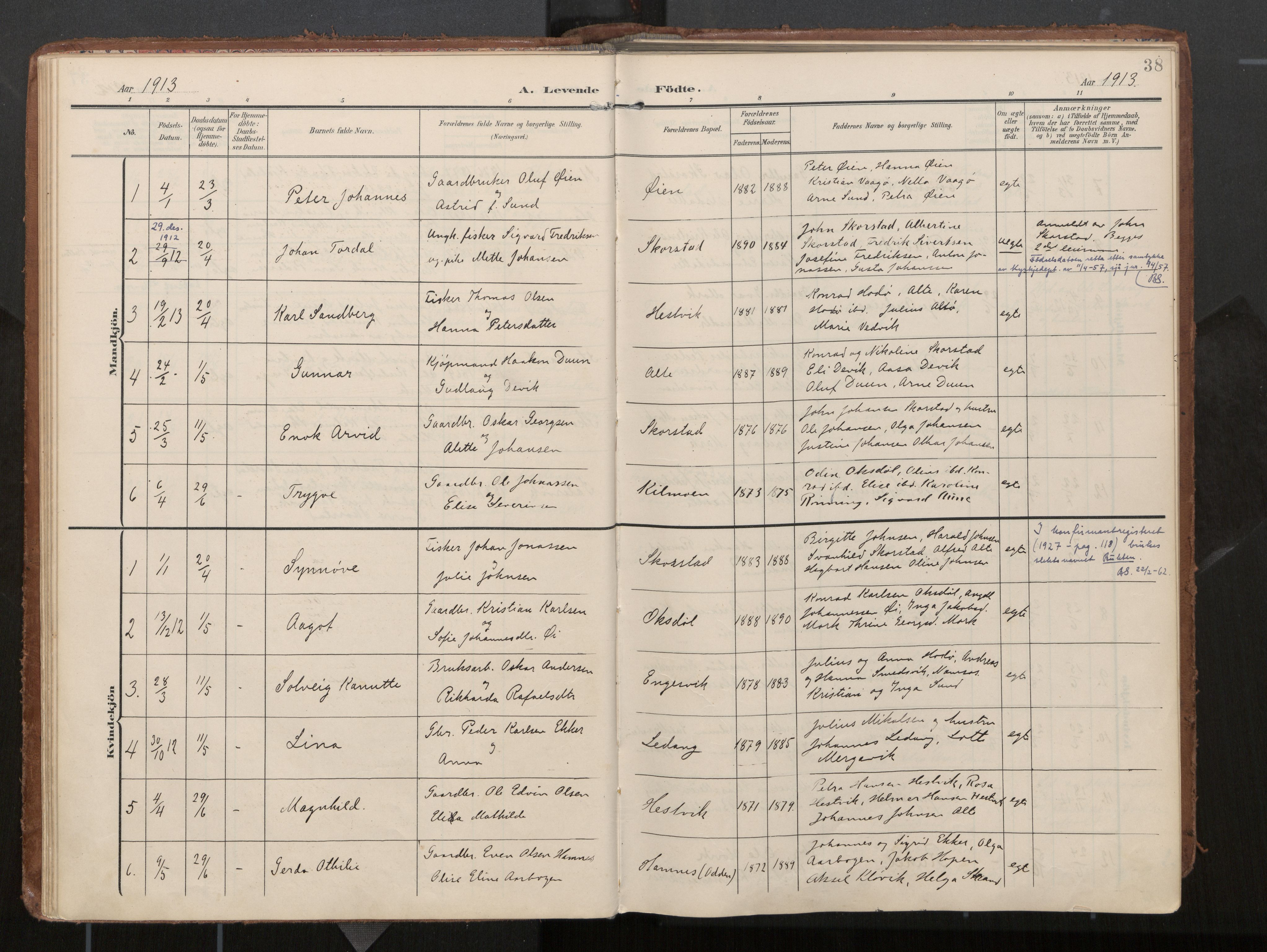 Ministerialprotokoller, klokkerbøker og fødselsregistre - Nord-Trøndelag, AV/SAT-A-1458/774/L0629: Parish register (official), 1904-1926, p. 38