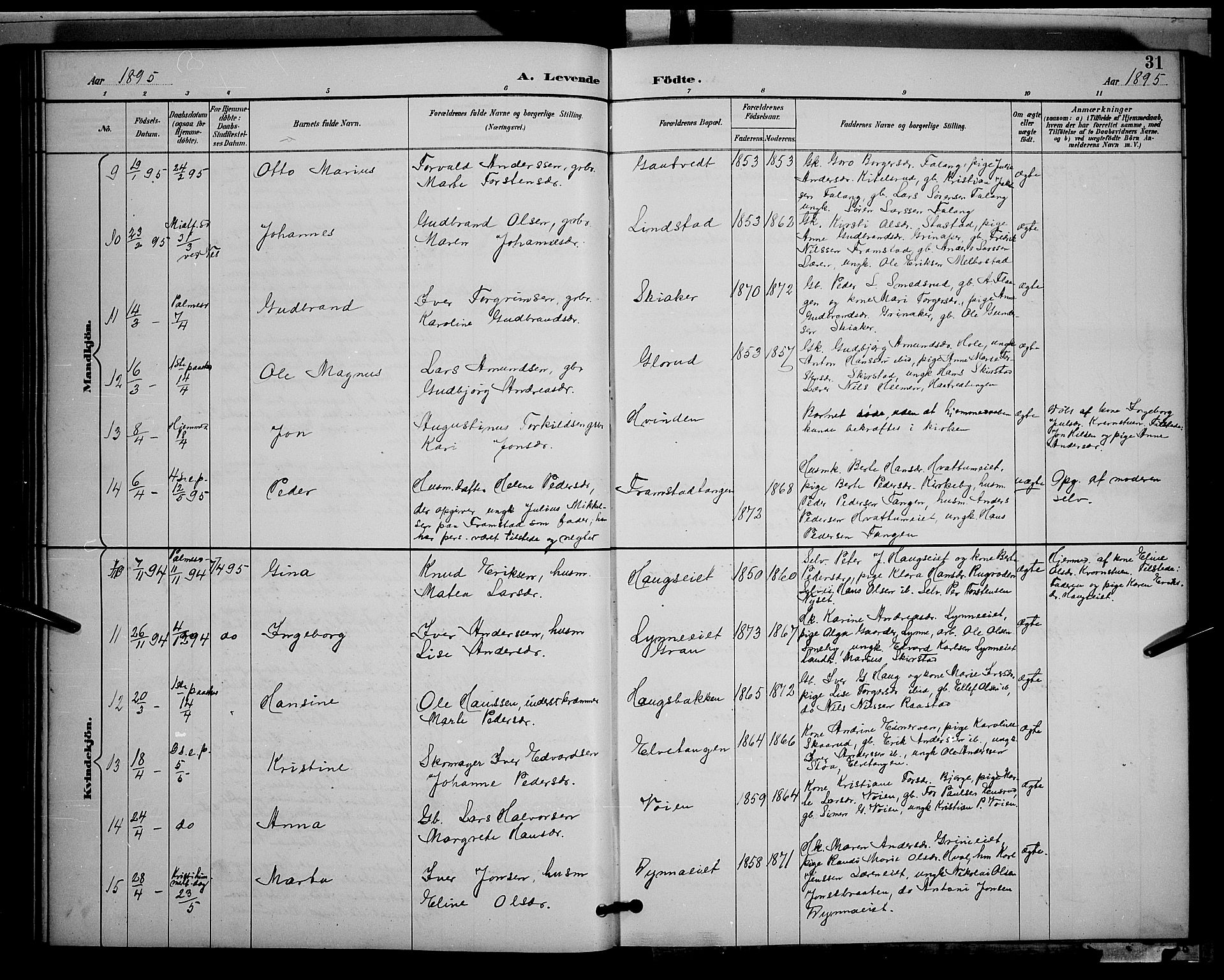 Gran prestekontor, AV/SAH-PREST-112/H/Ha/Hab/L0005: Parish register (copy) no. 5, 1892-1900, p. 31