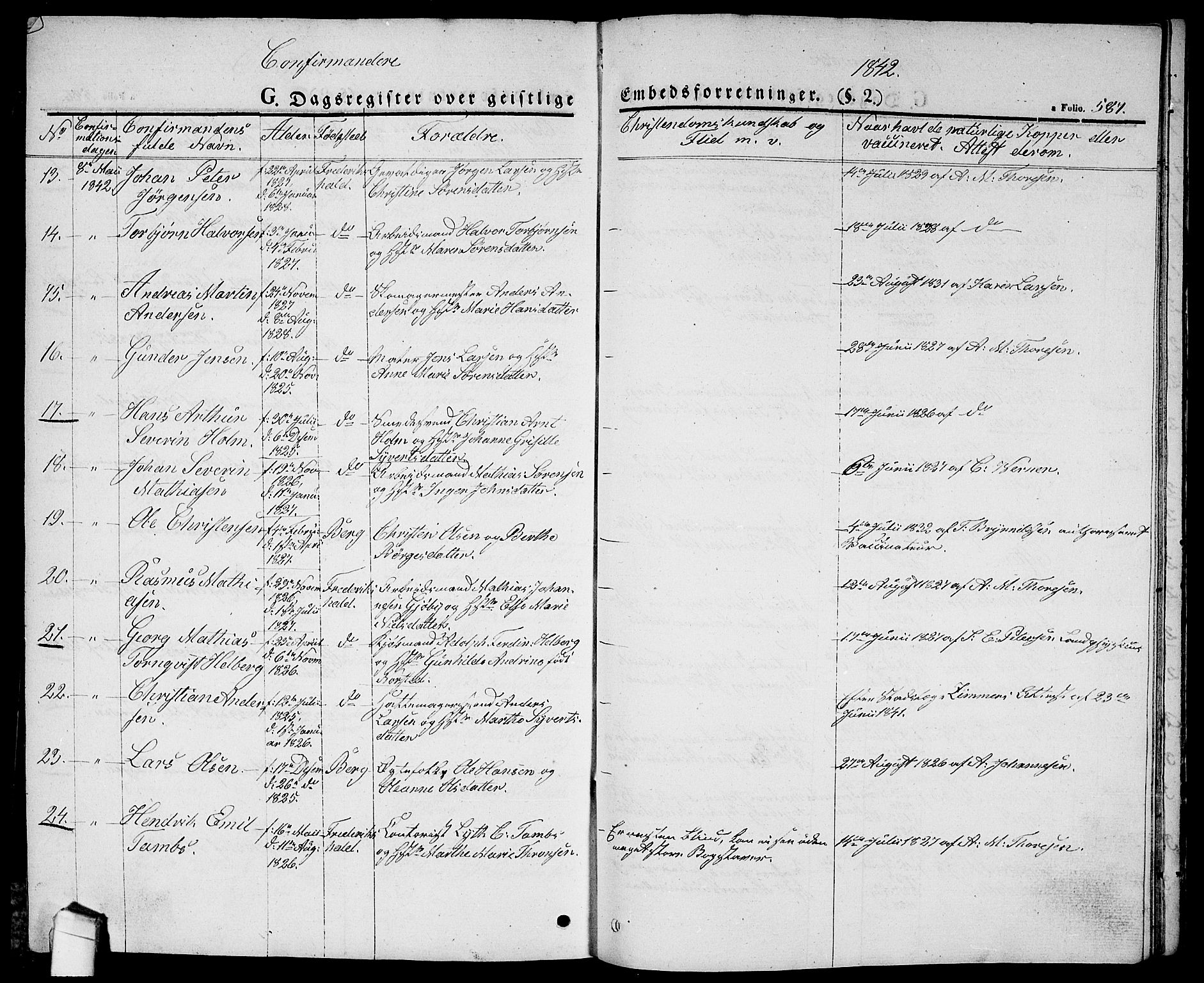 Halden prestekontor Kirkebøker, AV/SAO-A-10909/G/Ga/L0003: Parish register (copy) no. 3, 1834-1844, p. 587