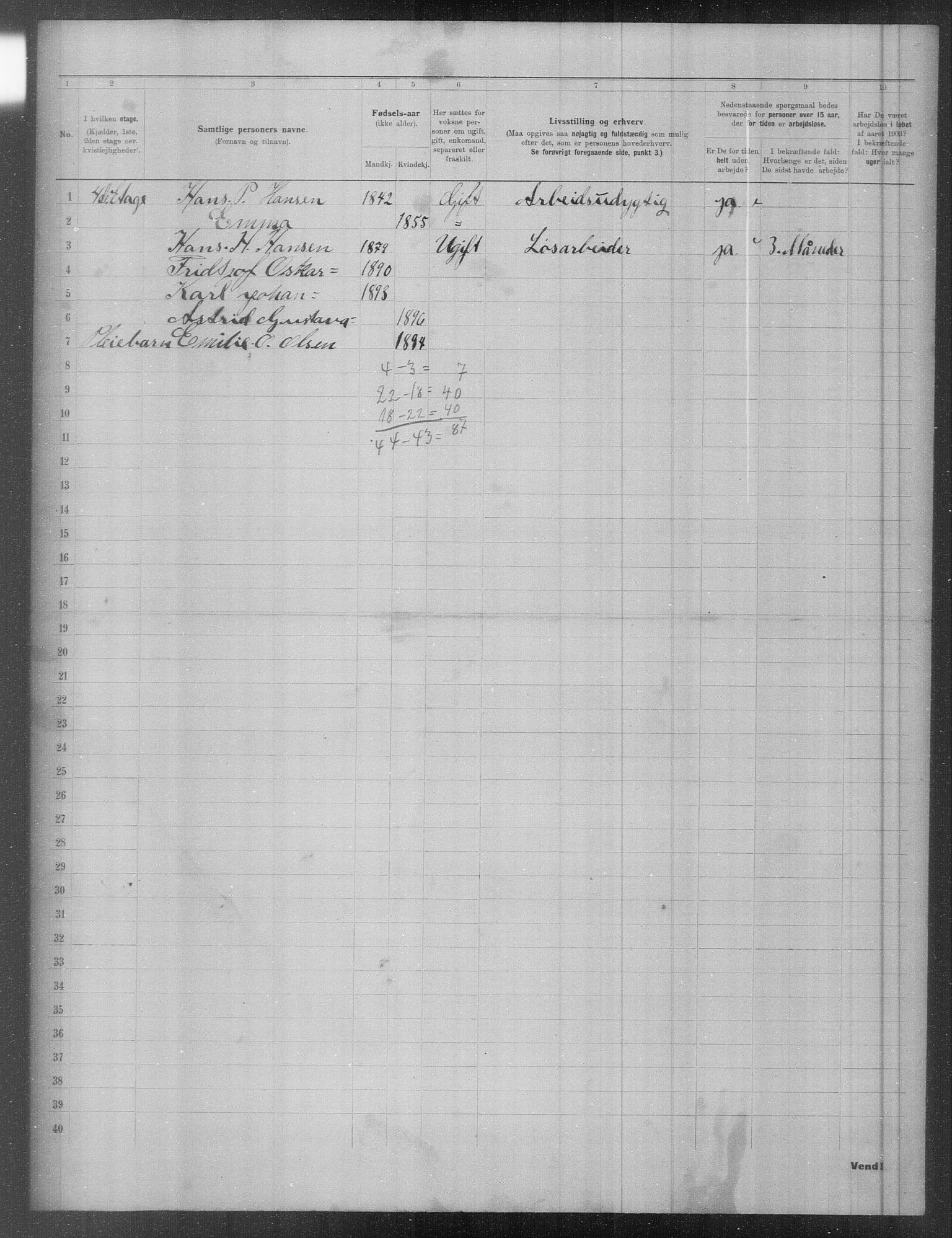 OBA, Municipal Census 1903 for Kristiania, 1903, p. 7286