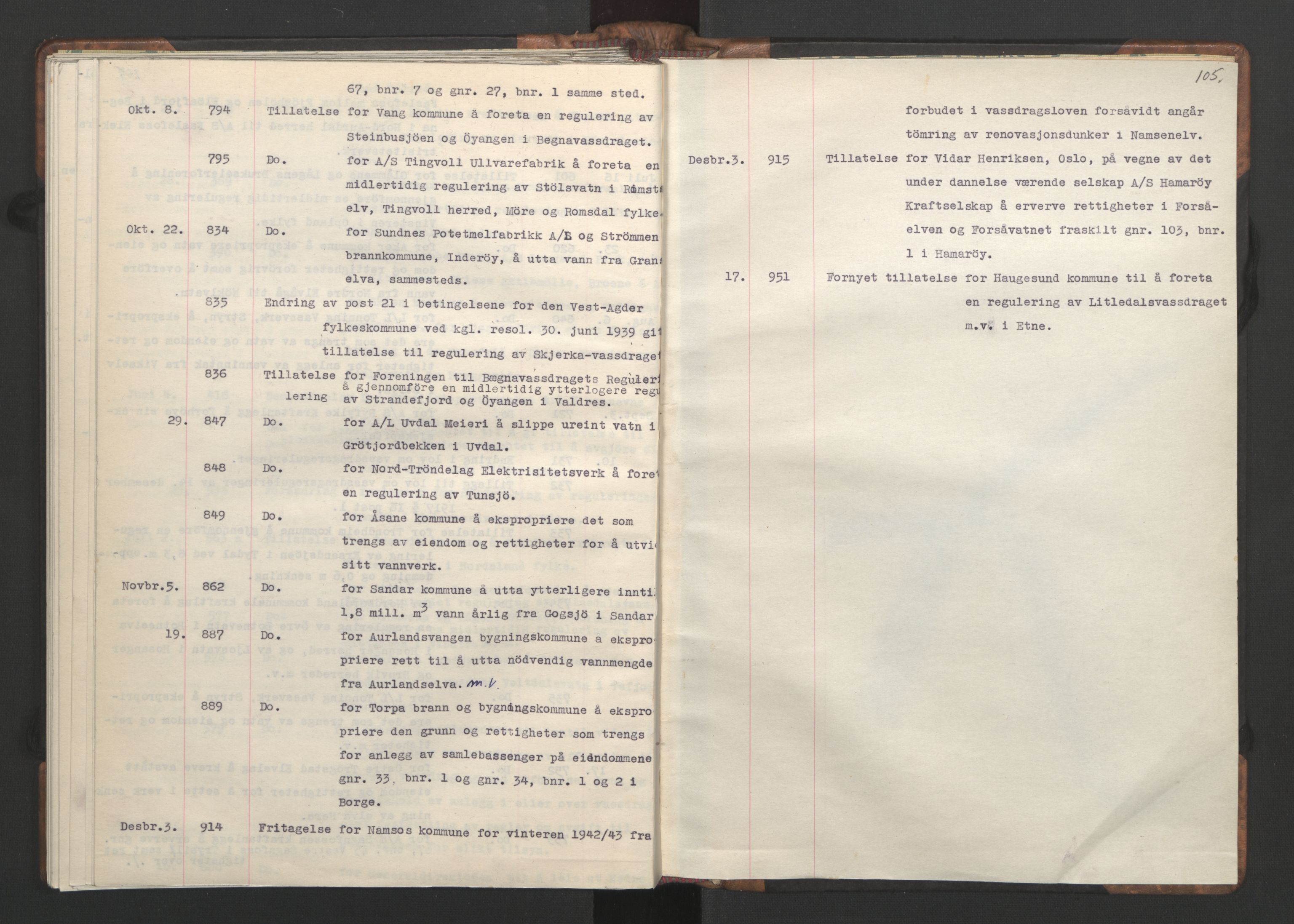 NS-administrasjonen 1940-1945 (Statsrådsekretariatet, de kommisariske statsråder mm), AV/RA-S-4279/D/Da/L0002: Register (RA j.nr. 985/1943, tilgangsnr. 17/1943), 1942, p. 108