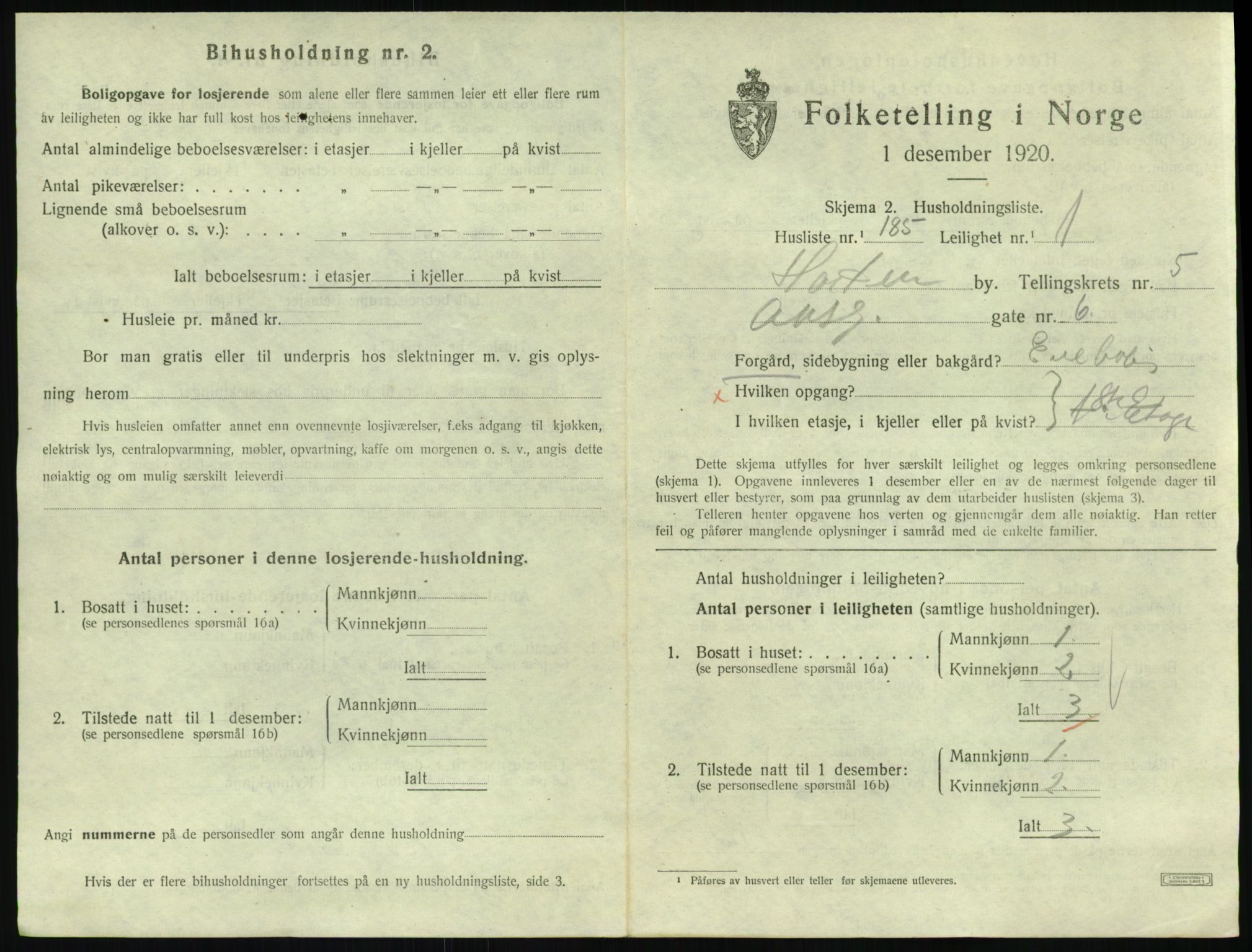 SAKO, 1920 census for Horten, 1920, p. 6293