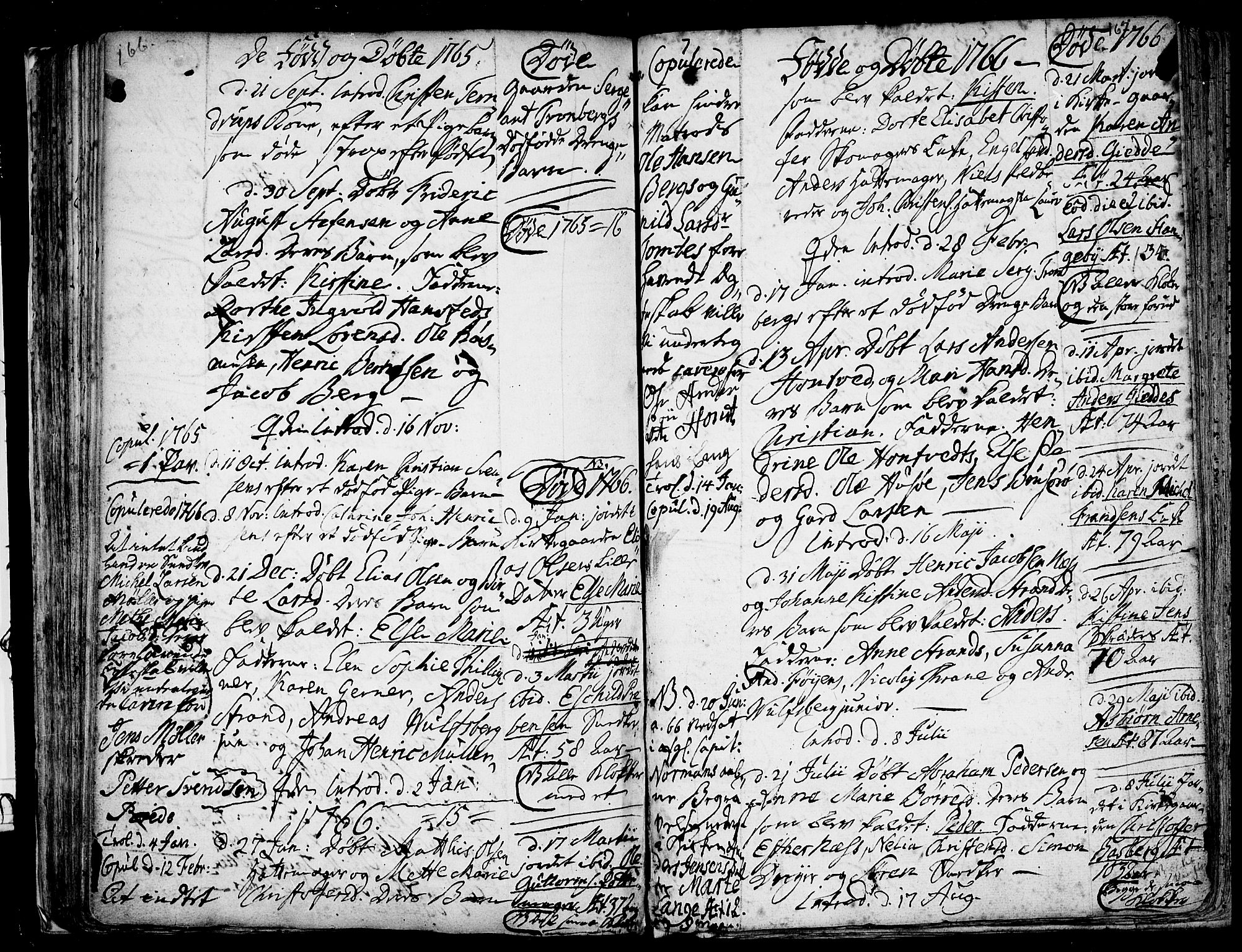 Tønsberg kirkebøker, AV/SAKO-A-330/F/Fb/L0001: Parish register (official) no. II 1, 1690-1796, p. 166-167