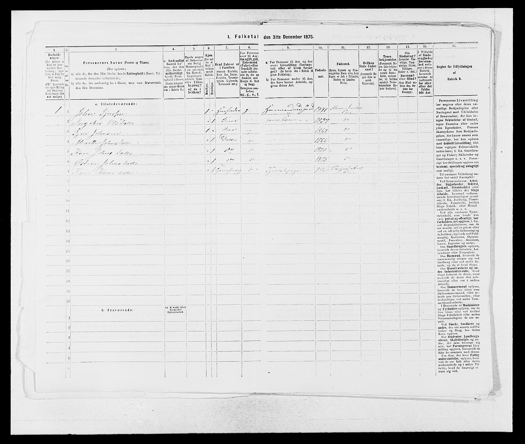 SAB, 1875 census for 1421P Aurland, 1875, p. 531