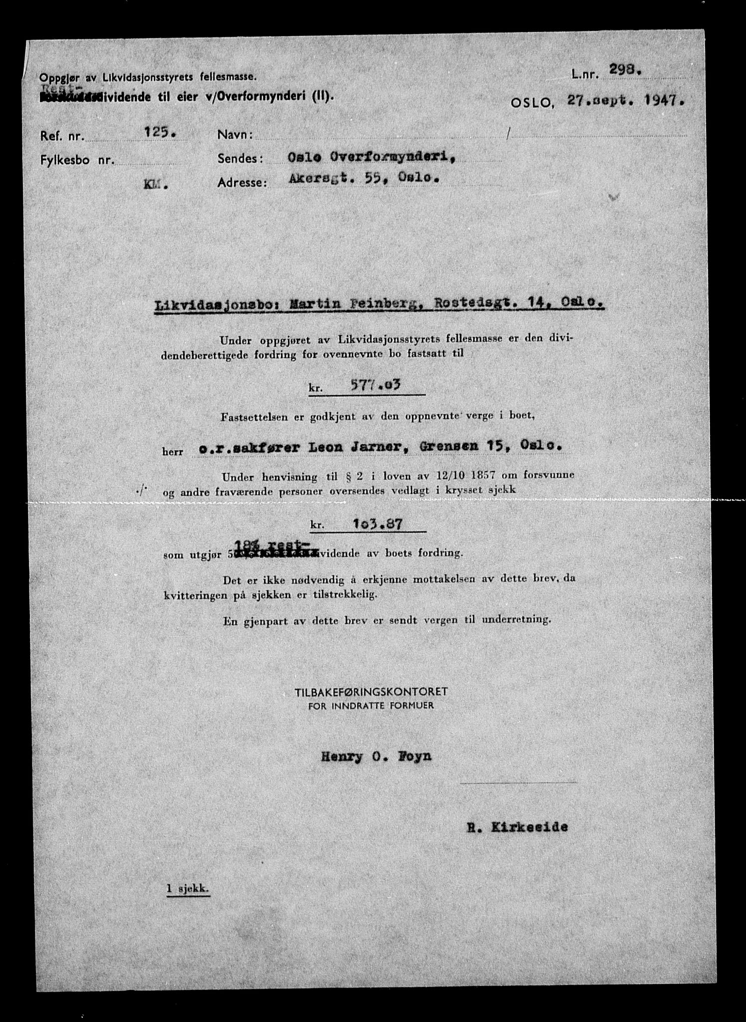 Justisdepartementet, Tilbakeføringskontoret for inndratte formuer, AV/RA-S-1564/H/Hc/Hcc/L0934: --, 1945-1947, p. 528