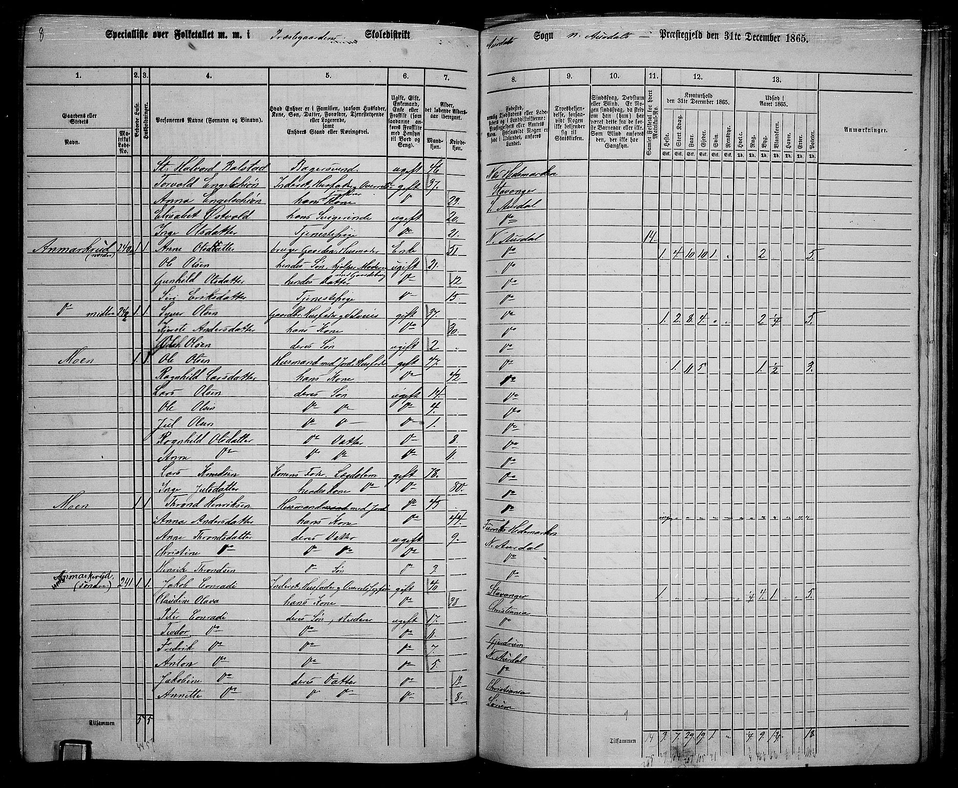 RA, 1865 census for Nord-Aurdal, 1865, p. 184