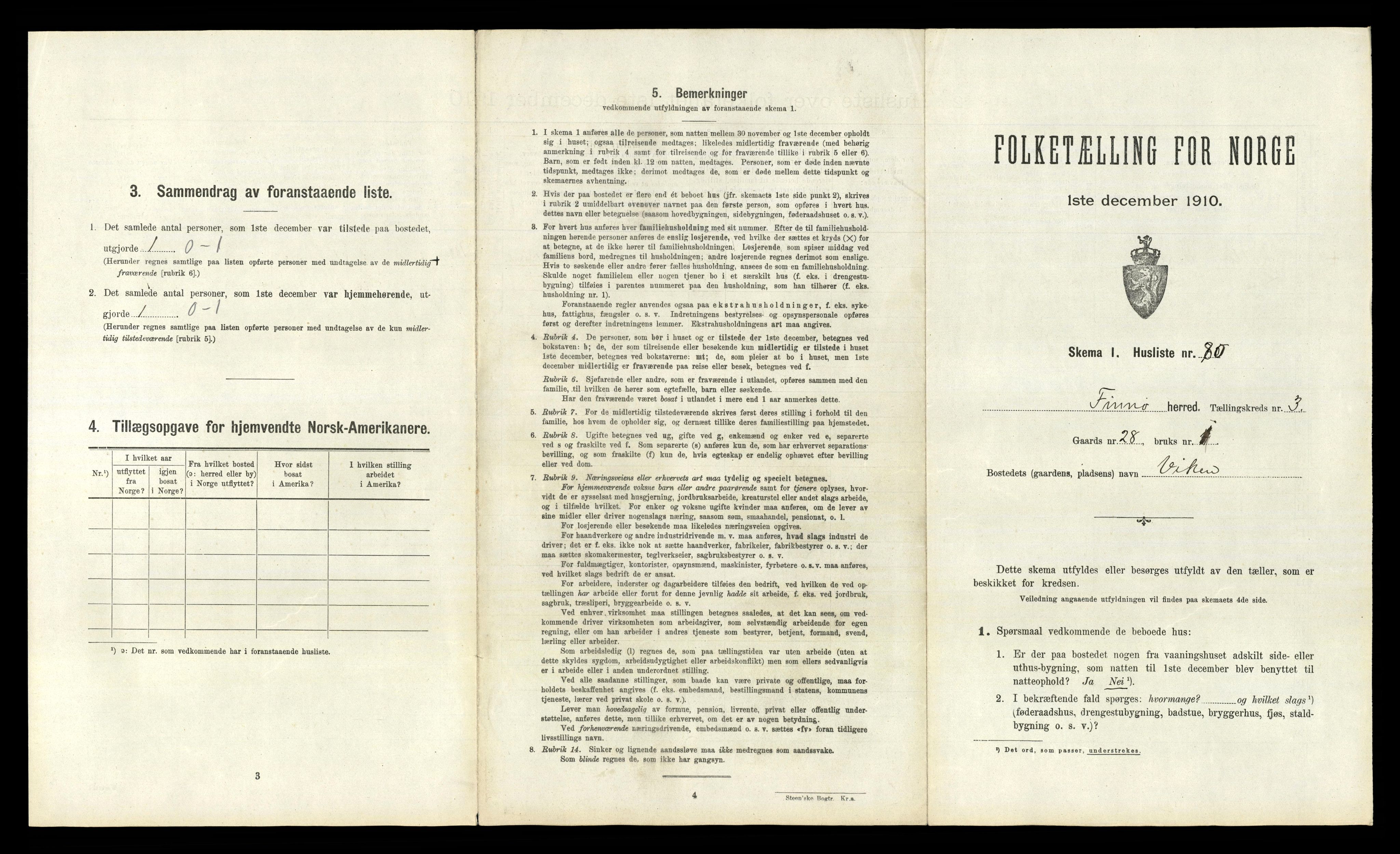 RA, 1910 census for Finnøy, 1910, p. 454