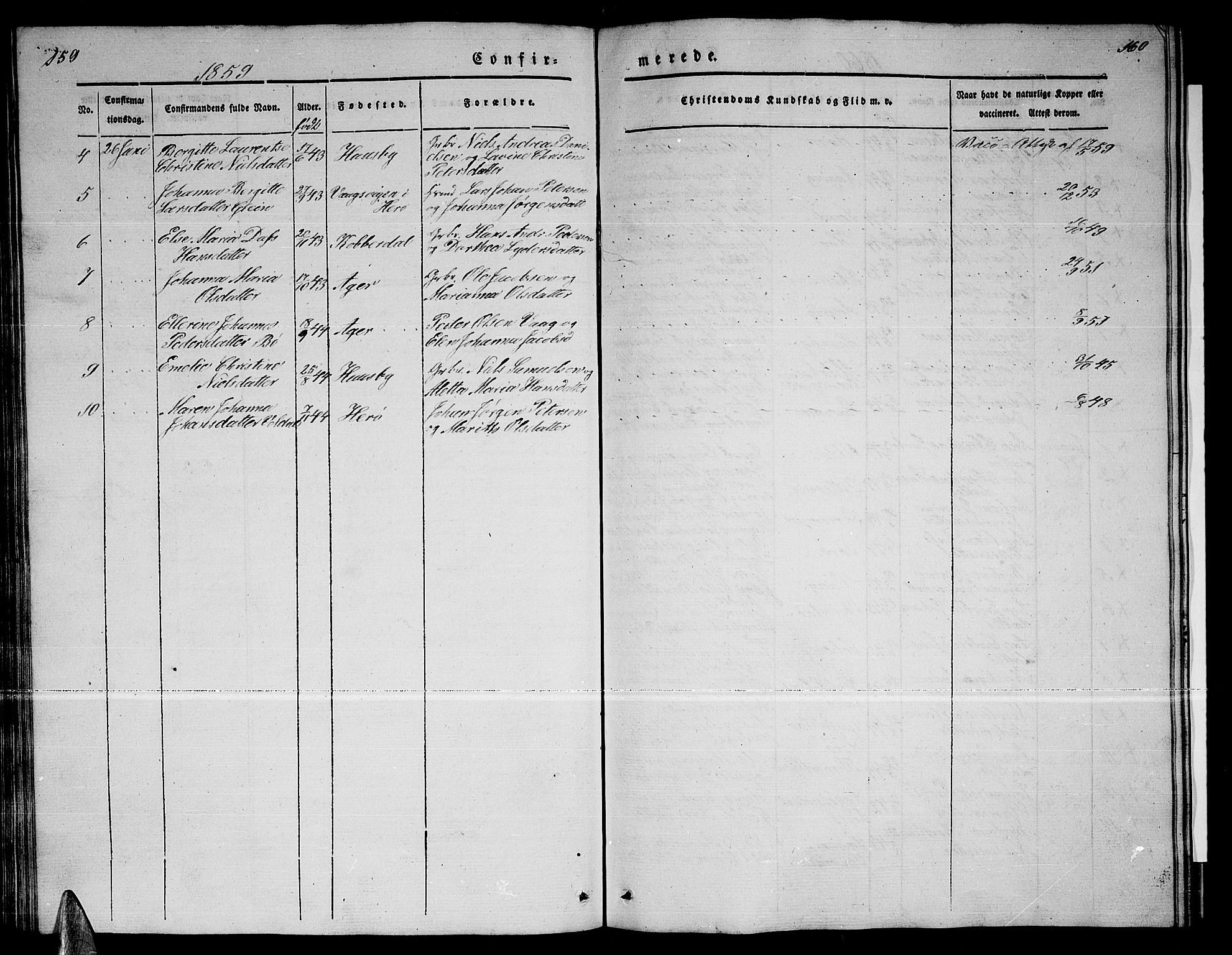 Ministerialprotokoller, klokkerbøker og fødselsregistre - Nordland, SAT/A-1459/835/L0530: Parish register (copy) no. 835C02, 1842-1865, p. 159-160