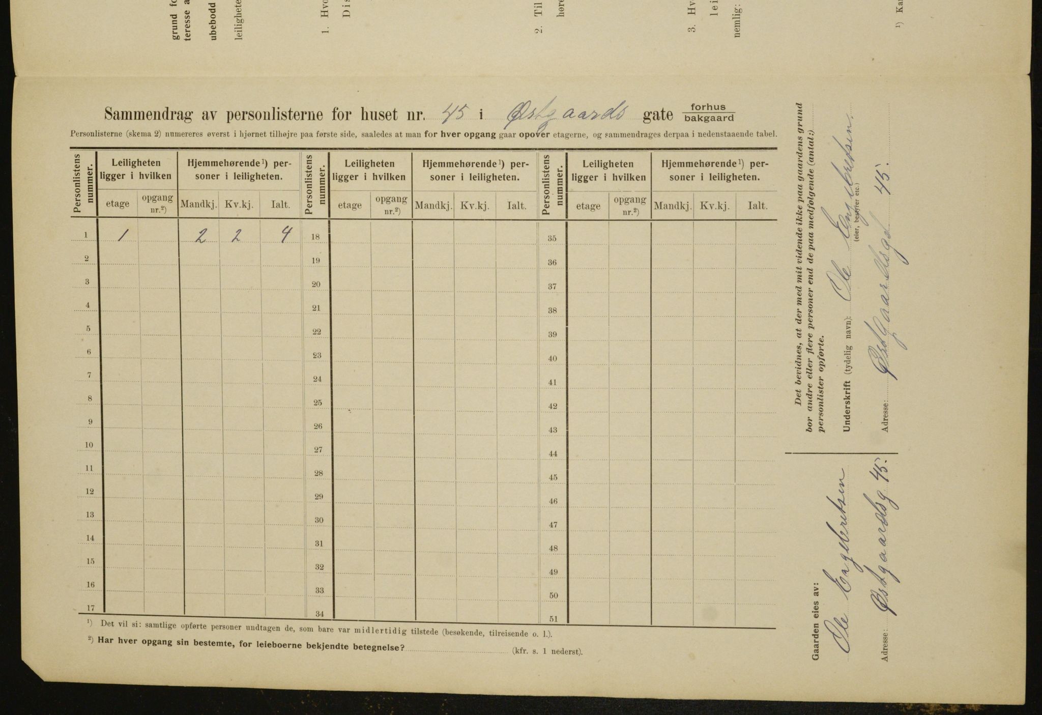 OBA, Municipal Census 1910 for Kristiania, 1910, p. 122671