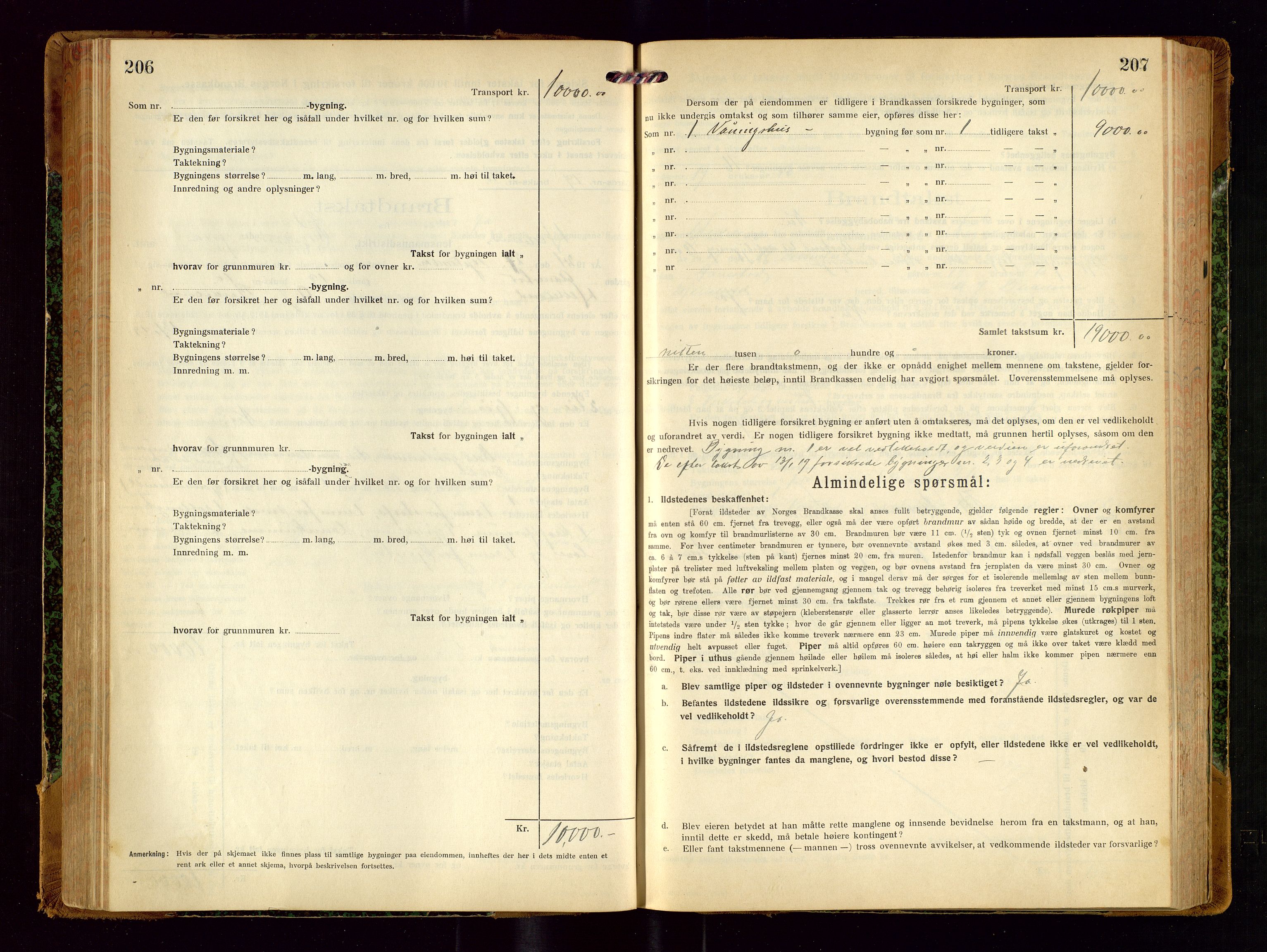 Helleland lensmannskontor, SAST/A-100209/Gob/L0002: "Brandtakstprotokoll", 1921-1930, p. 206-207