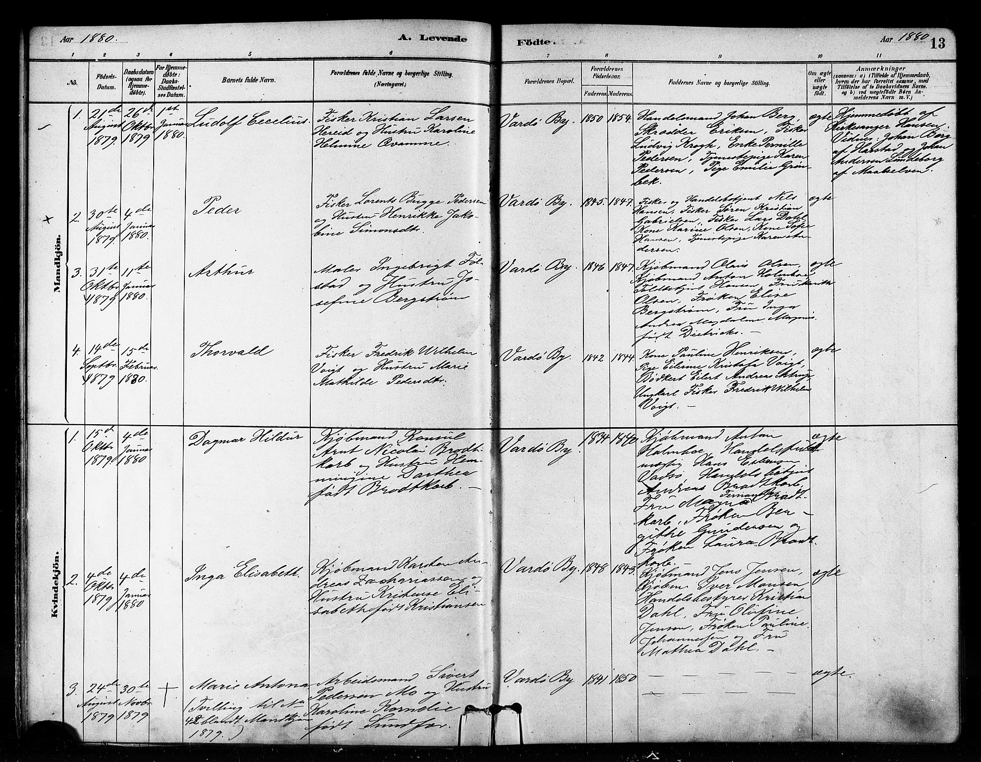 Vardø sokneprestkontor, SATØ/S-1332/H/Ha/L0006kirke: Parish register (official) no. 6, 1879-1886, p. 13