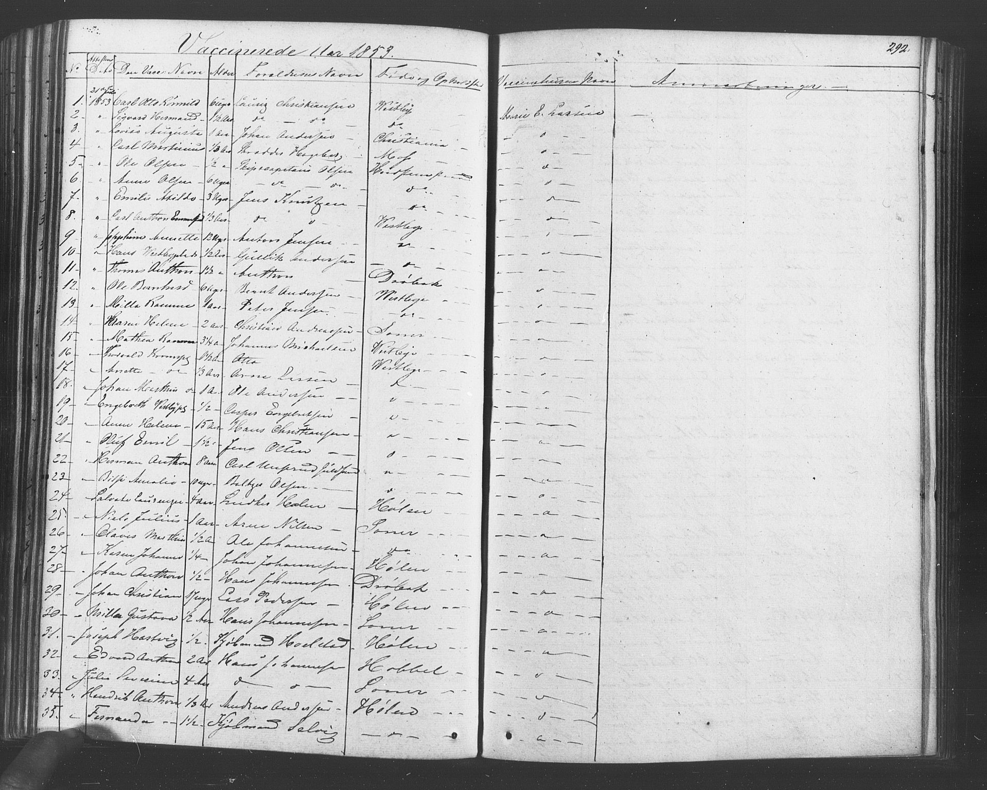 Vestby prestekontor Kirkebøker, AV/SAO-A-10893/F/Fa/L0007: Parish register (official) no. I 7, 1850-1862, p. 292