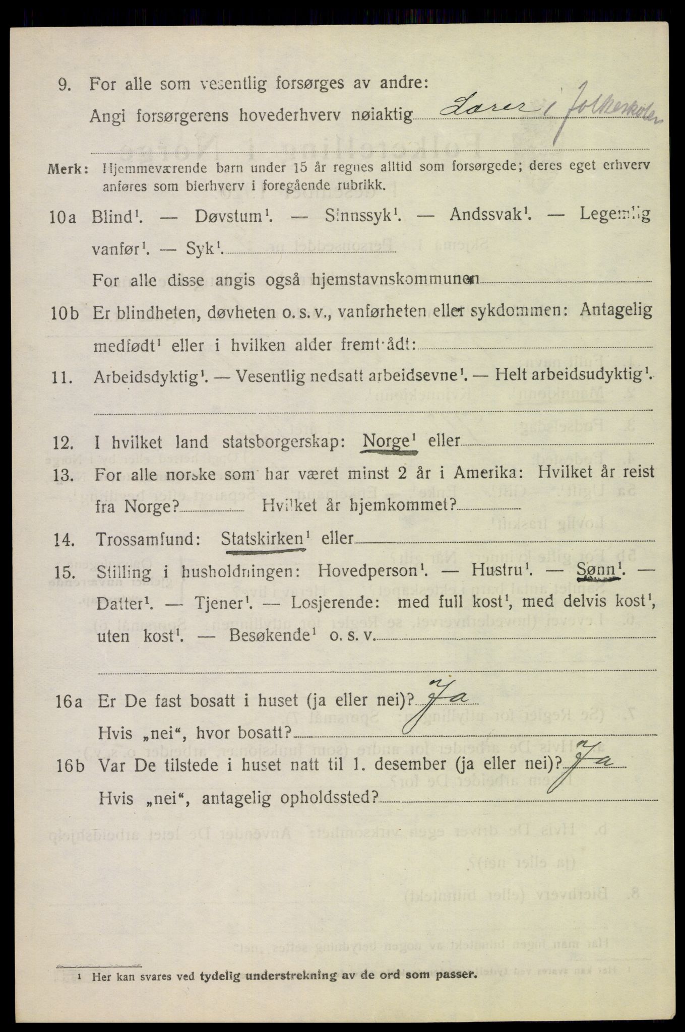 SAH, 1920 census for Ytre Rendal, 1920, p. 2038