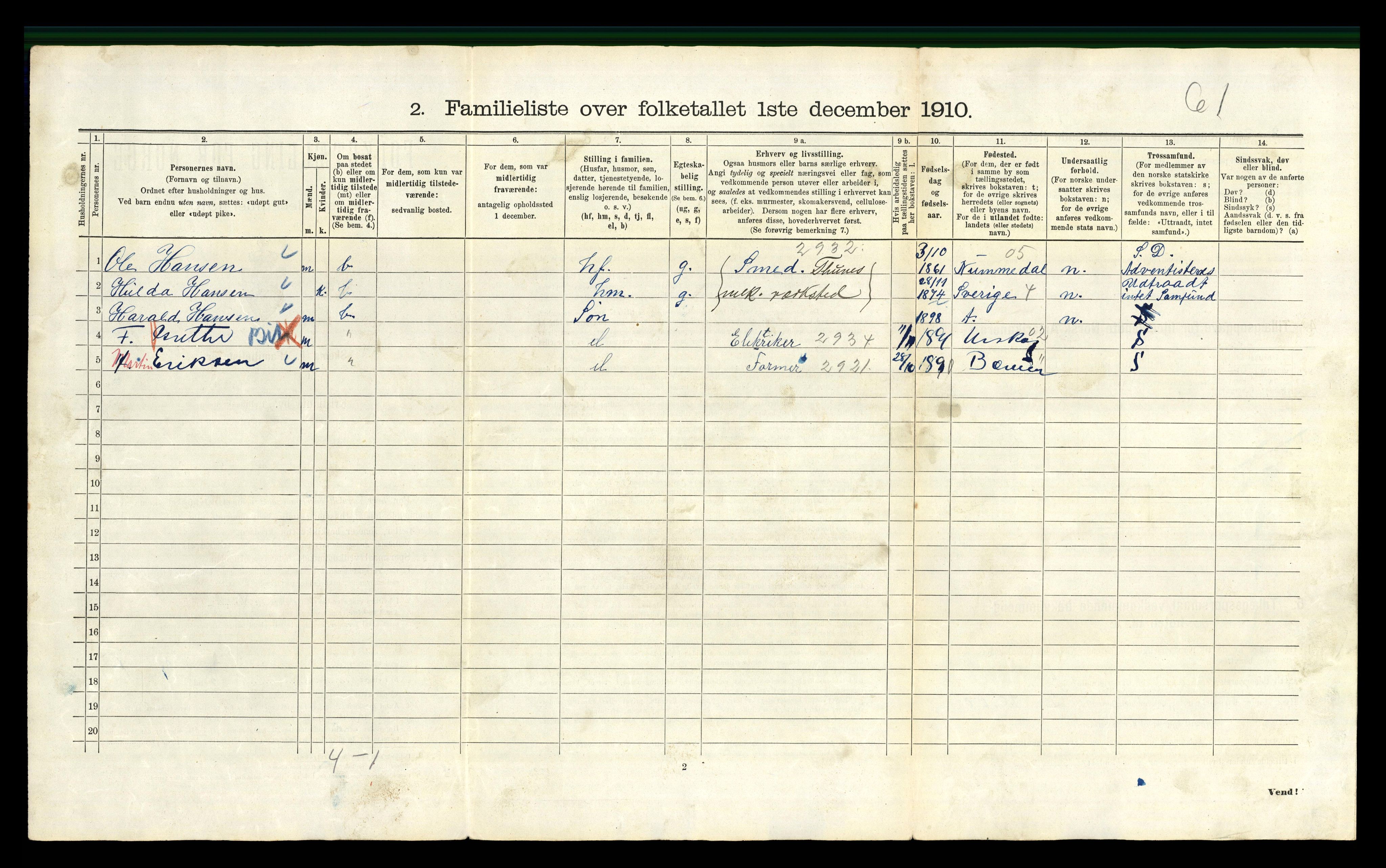 RA, 1910 census for Kristiania, 1910, p. 4242