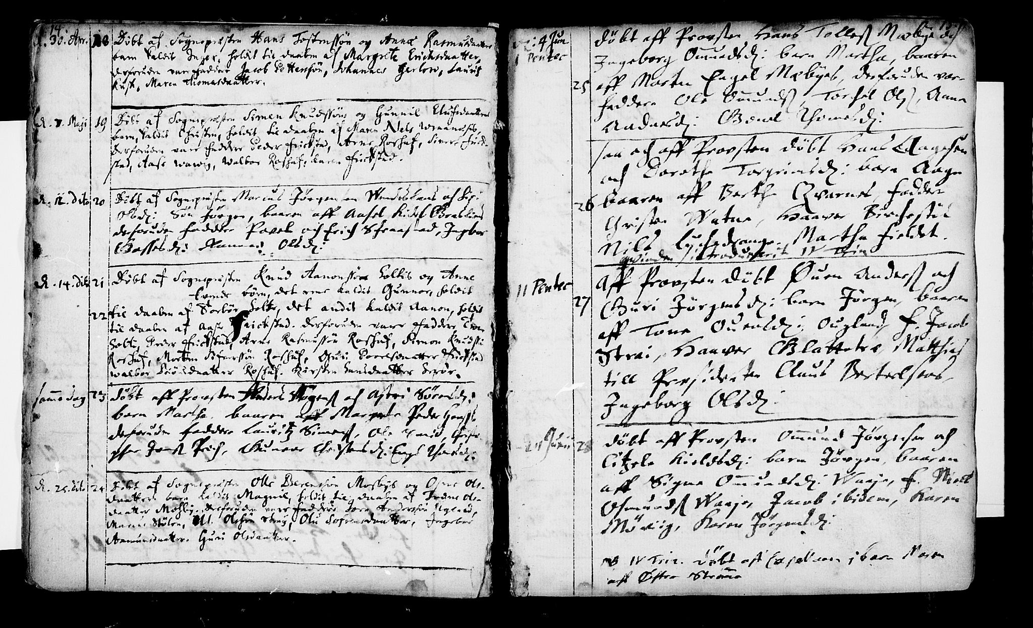 Oddernes sokneprestkontor, SAK/1111-0033/F/Fa/Faa/L0001: Parish register (official) no. A 1, 1692-1718, p. 14-15