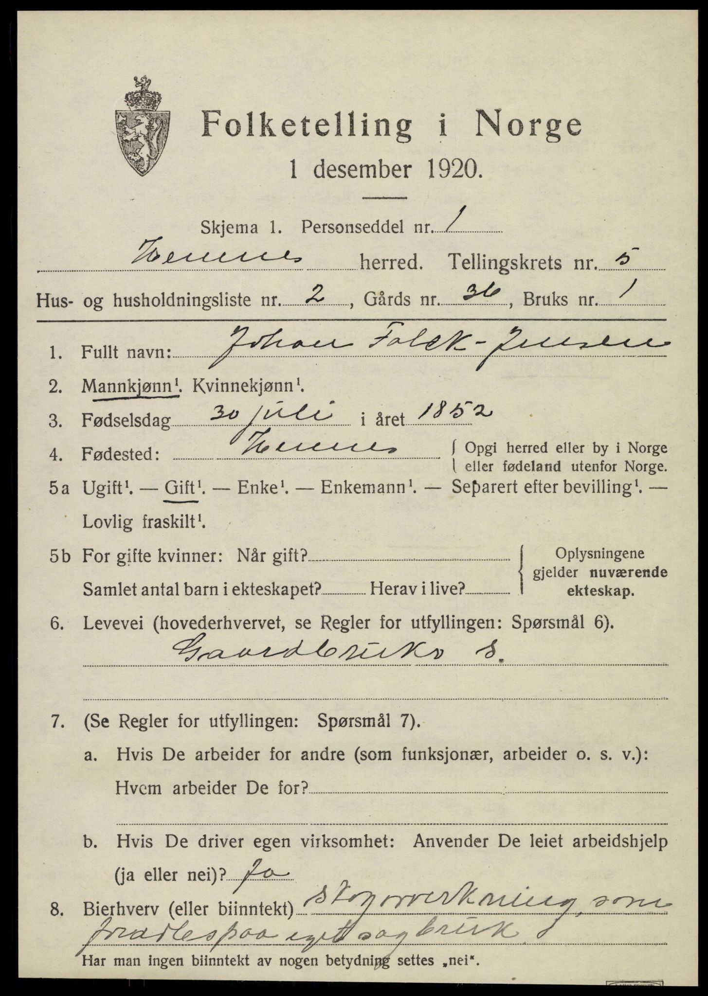 SAT, 1920 census for Hemnes, 1920, p. 5948