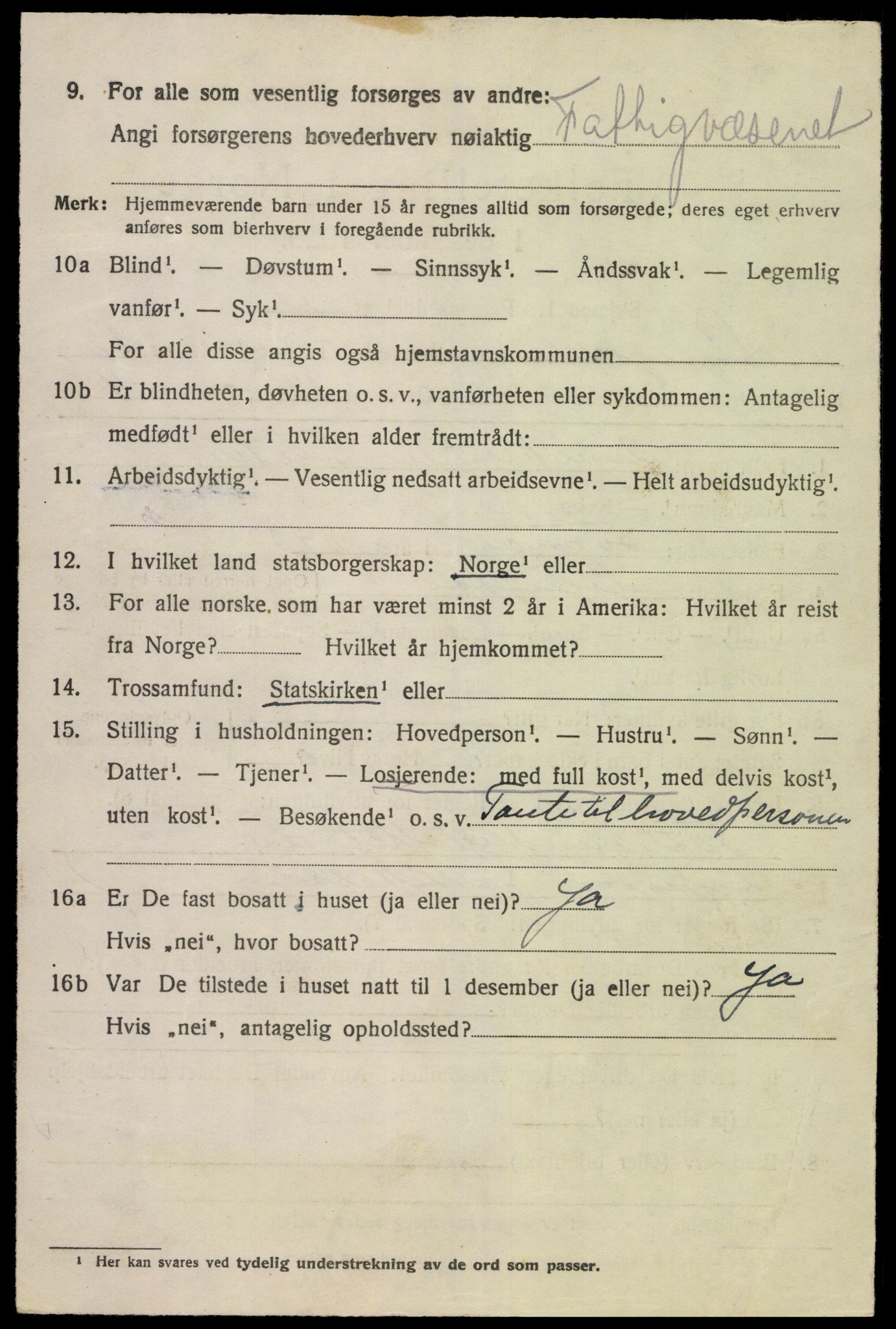 SAK, 1920 census for Lyngdal, 1920, p. 6006