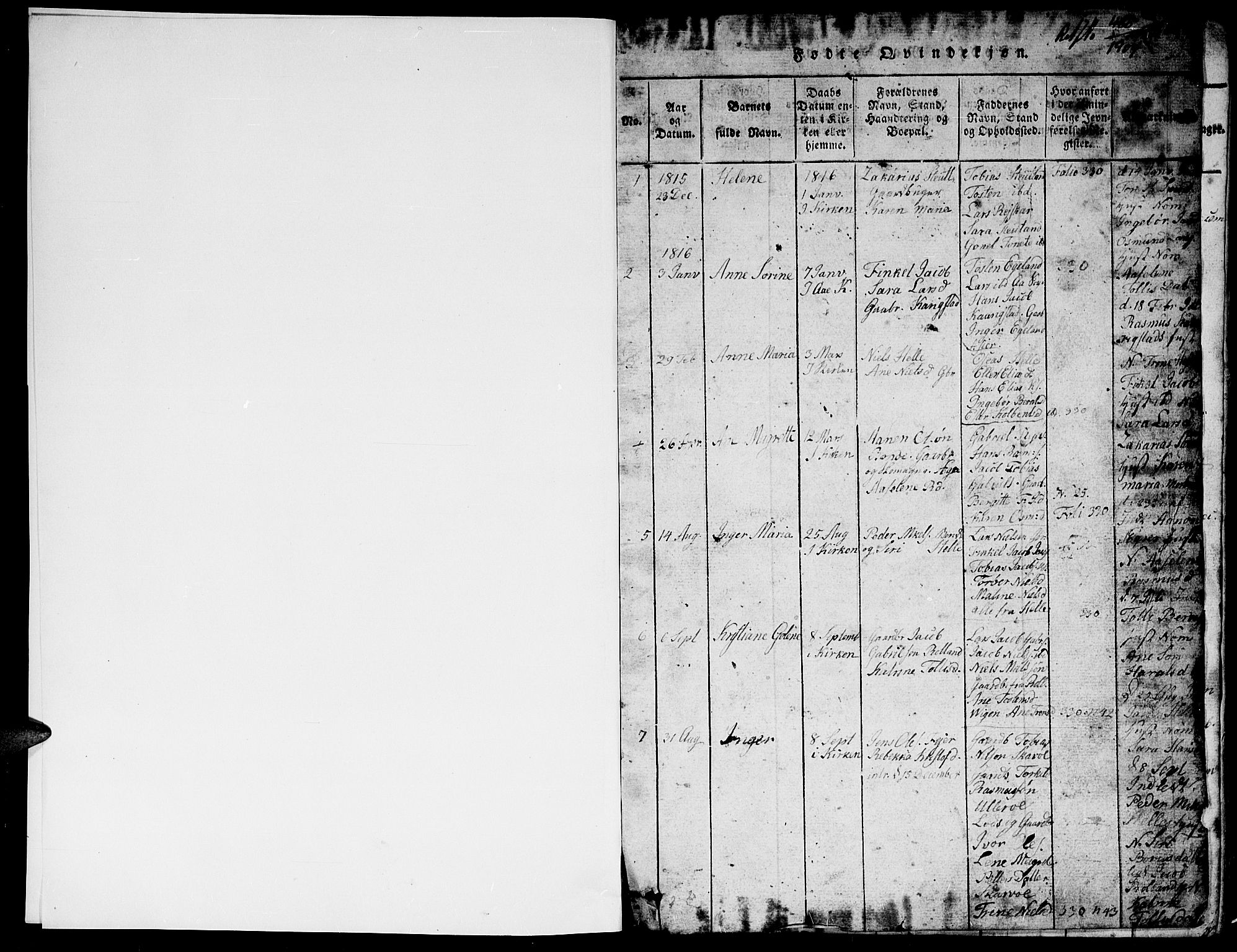 Herad sokneprestkontor, SAK/1111-0018/F/Fb/Fbb/L0001: Parish register (copy) no. B 1, 1815-1852