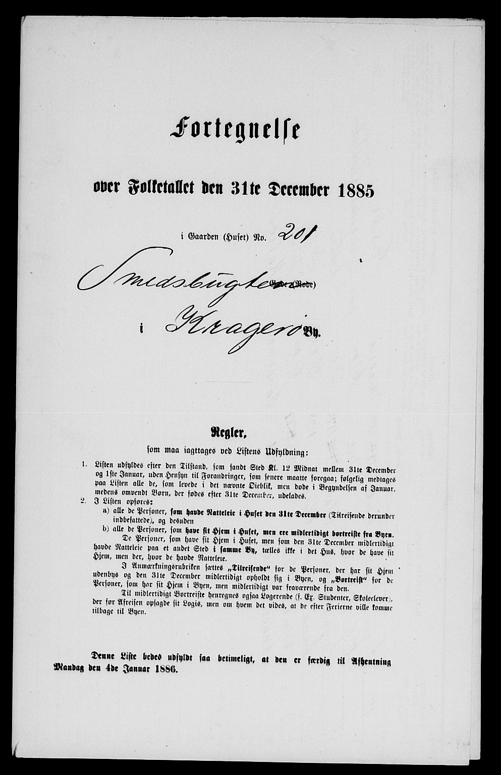 SAKO, 1885 census for 0801 Kragerø, 1885, p. 260