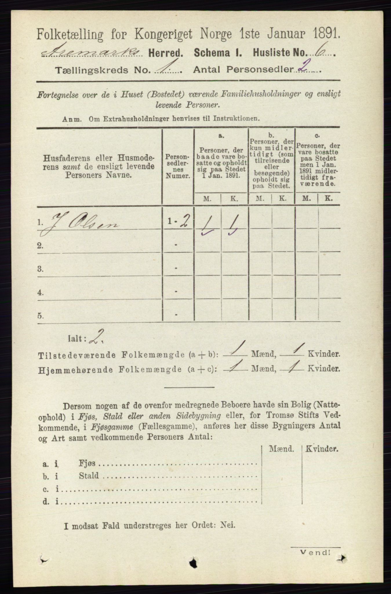 RA, 1891 census for 0118 Aremark, 1891, p. 32