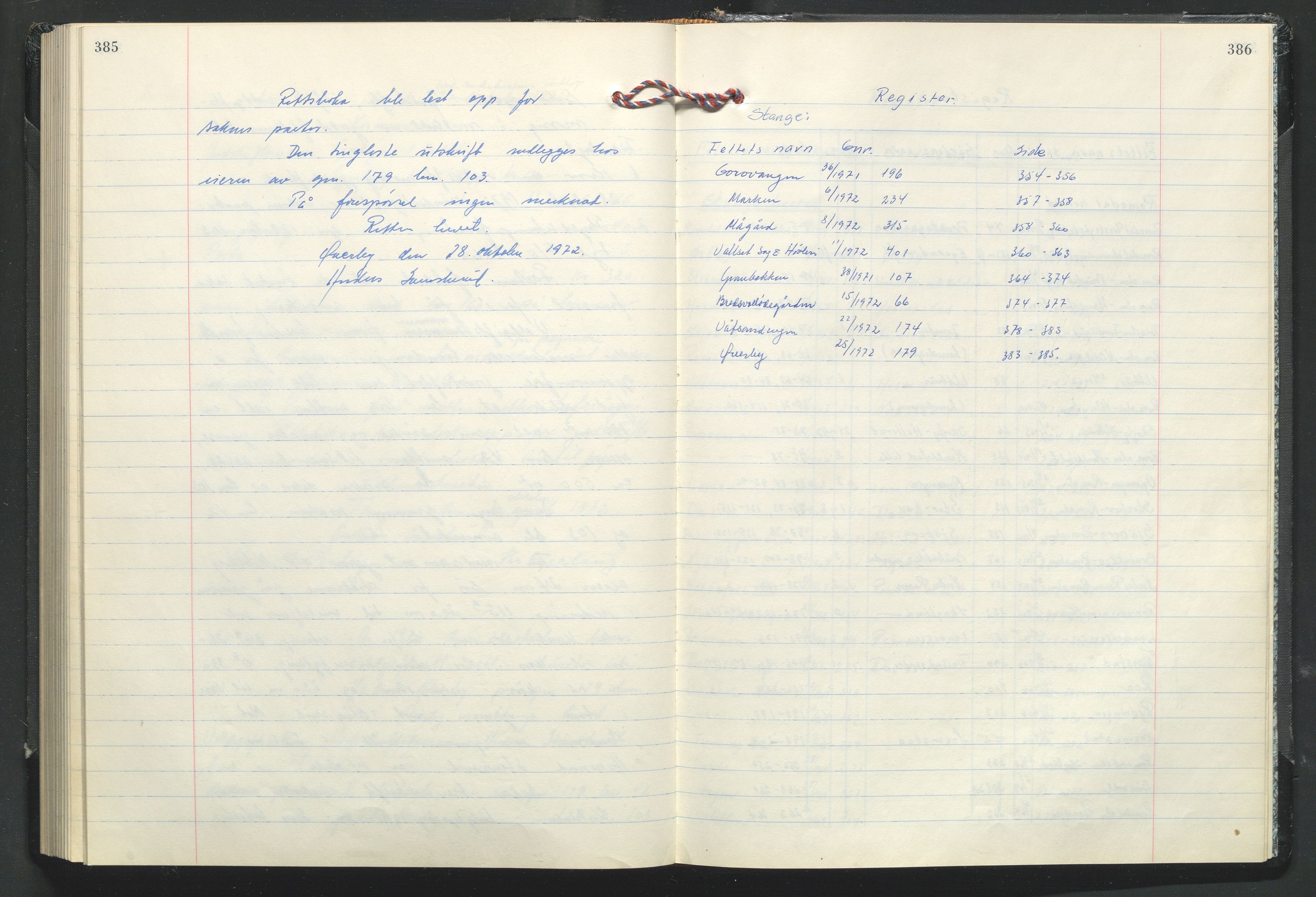 Hedmark og Østerdal jordskifterett, AV/SAH-JORDSKIFTEH-002/G/Ga/L0021/0001: Rettsbøker  / Rettsbok - XXVII (A47), 1962-1972