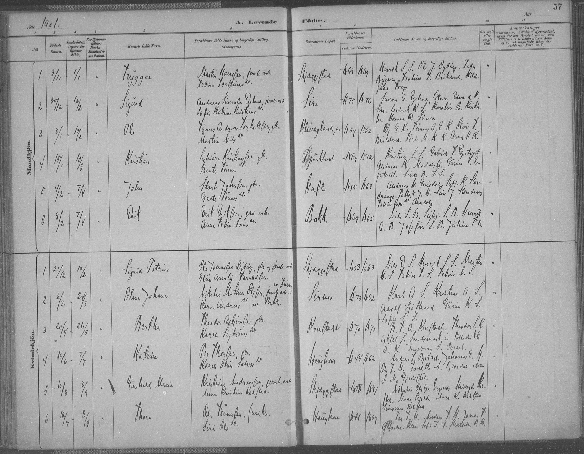 Bakke sokneprestkontor, SAK/1111-0002/F/Fa/Faa/L0008: Parish register (official) no. A 8, 1887-1911, p. 57