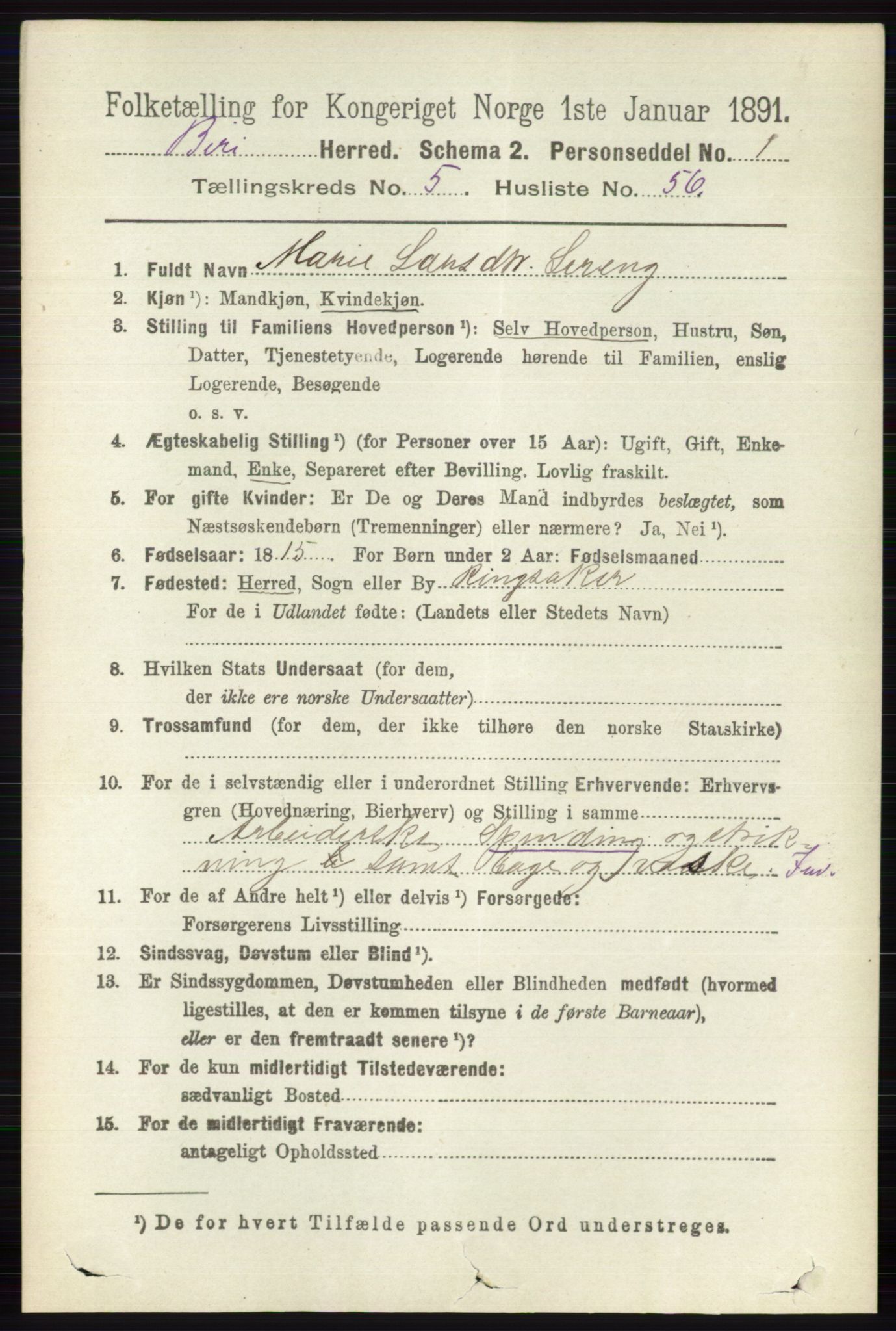 RA, 1891 census for 0525 Biri, 1891, p. 2081