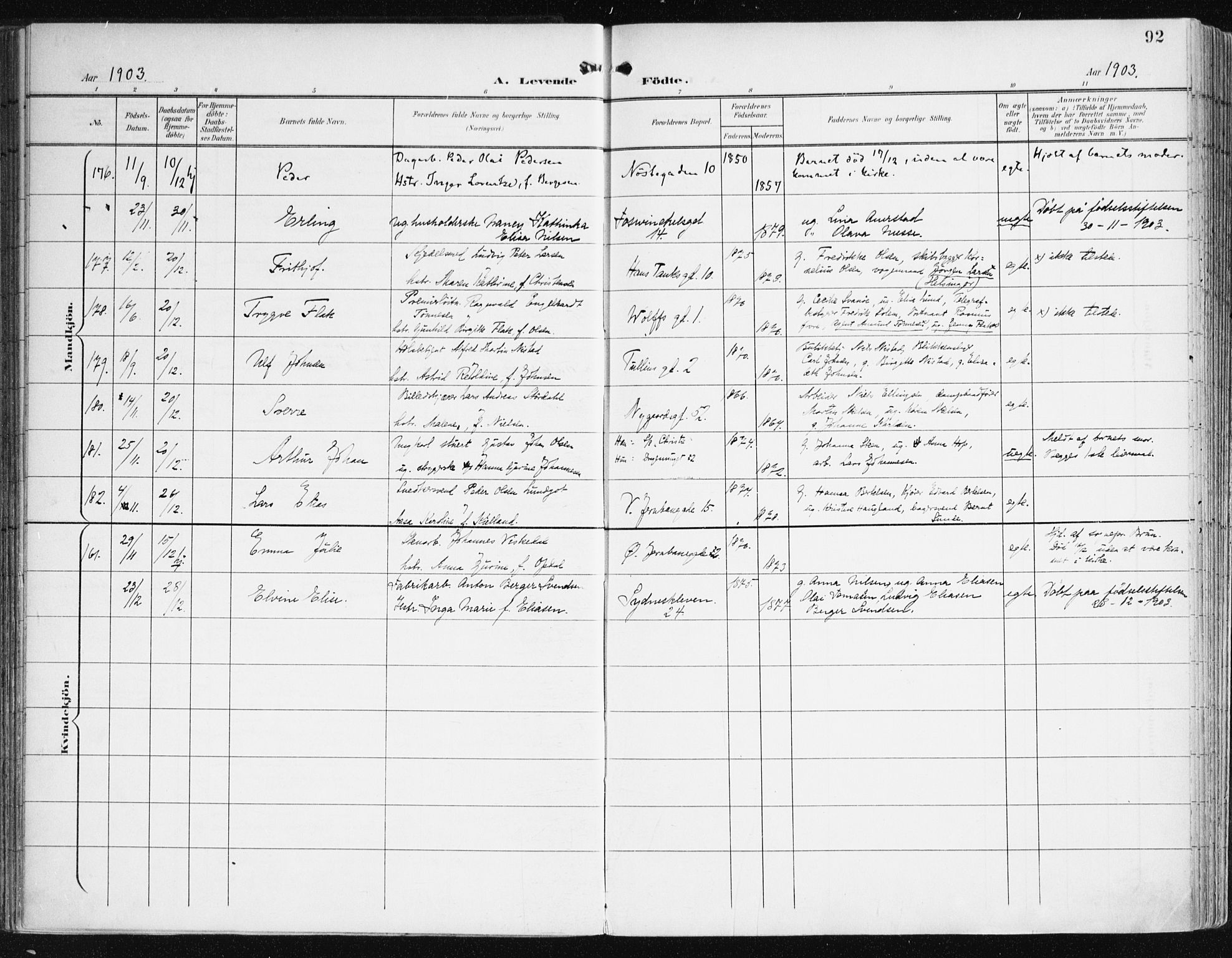 Johanneskirken sokneprestembete, AV/SAB-A-76001/H/Haa/L0002: Parish register (official) no. A 2, 1900-1912, p. 92