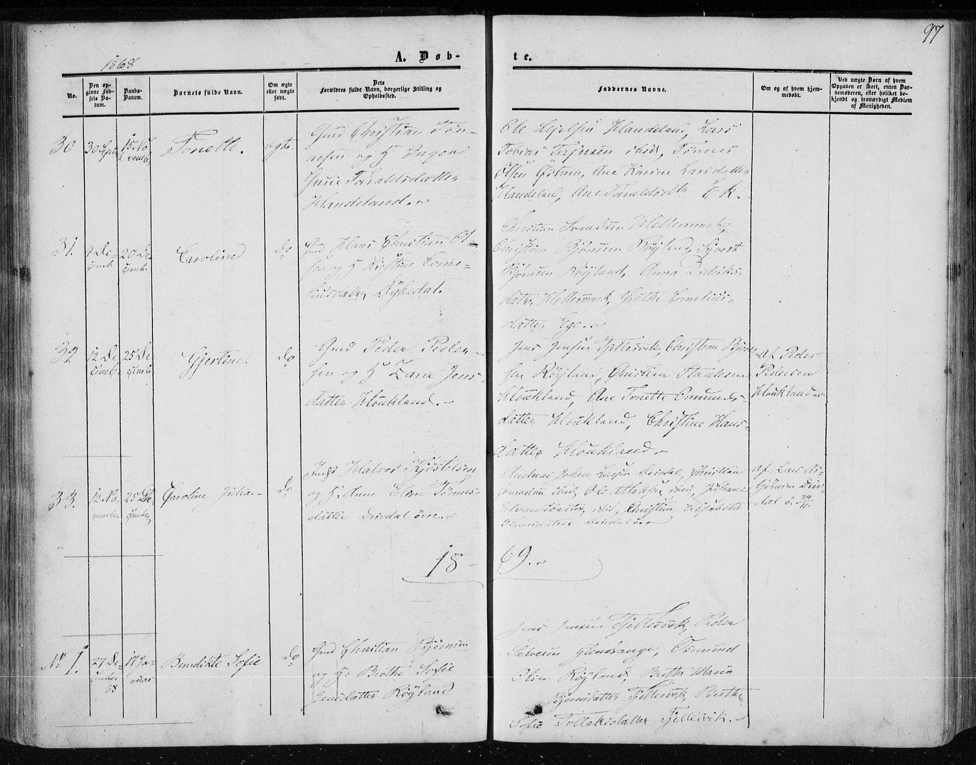 Lund sokneprestkontor, AV/SAST-A-101809/S06/L0009: Parish register (official) no. A 8, 1853-1877, p. 97