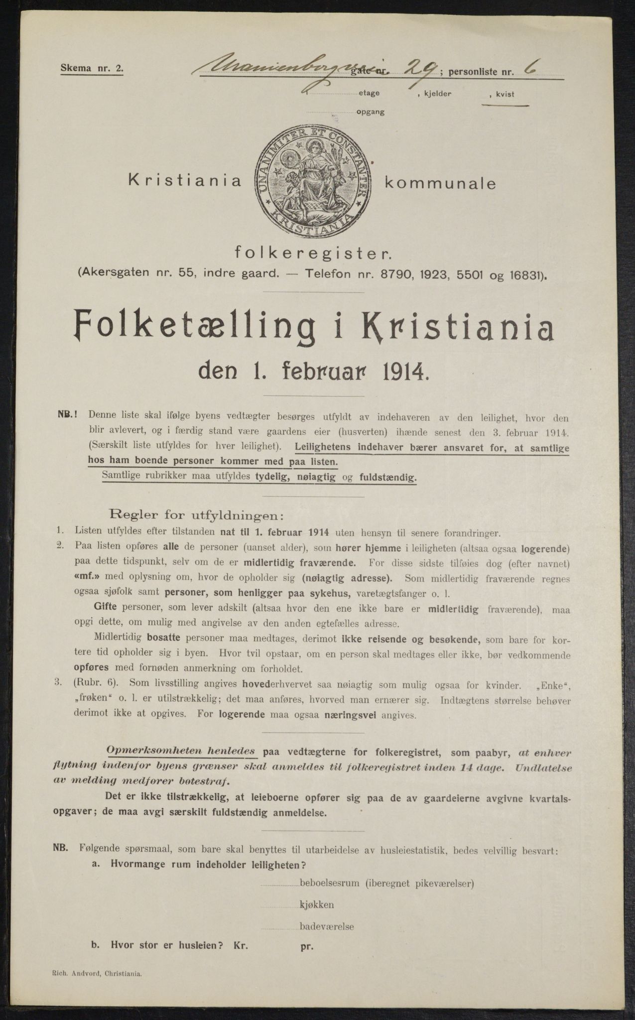 OBA, Municipal Census 1914 for Kristiania, 1914, p. 121559