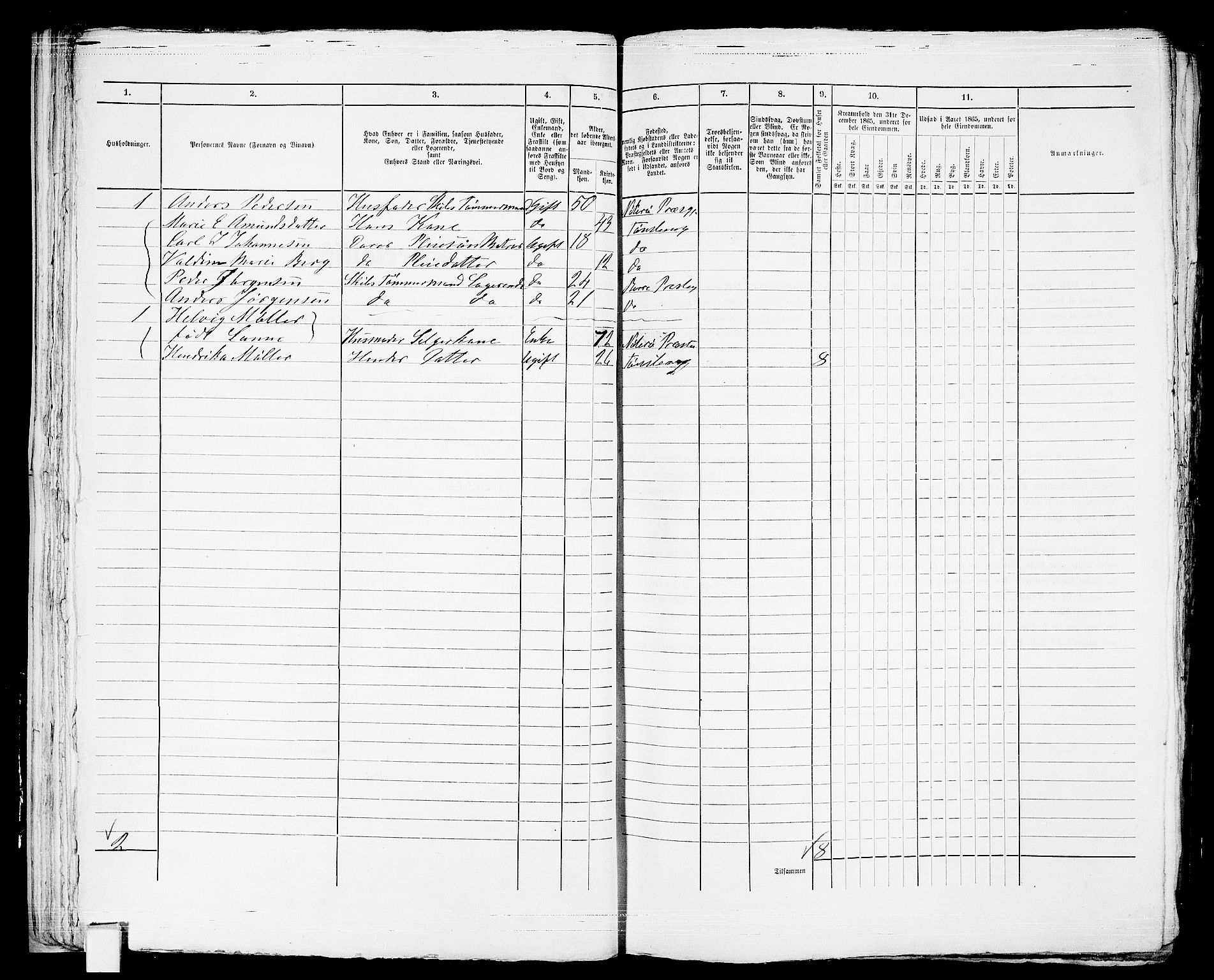 RA, 1865 census for Tønsberg, 1865, p. 49