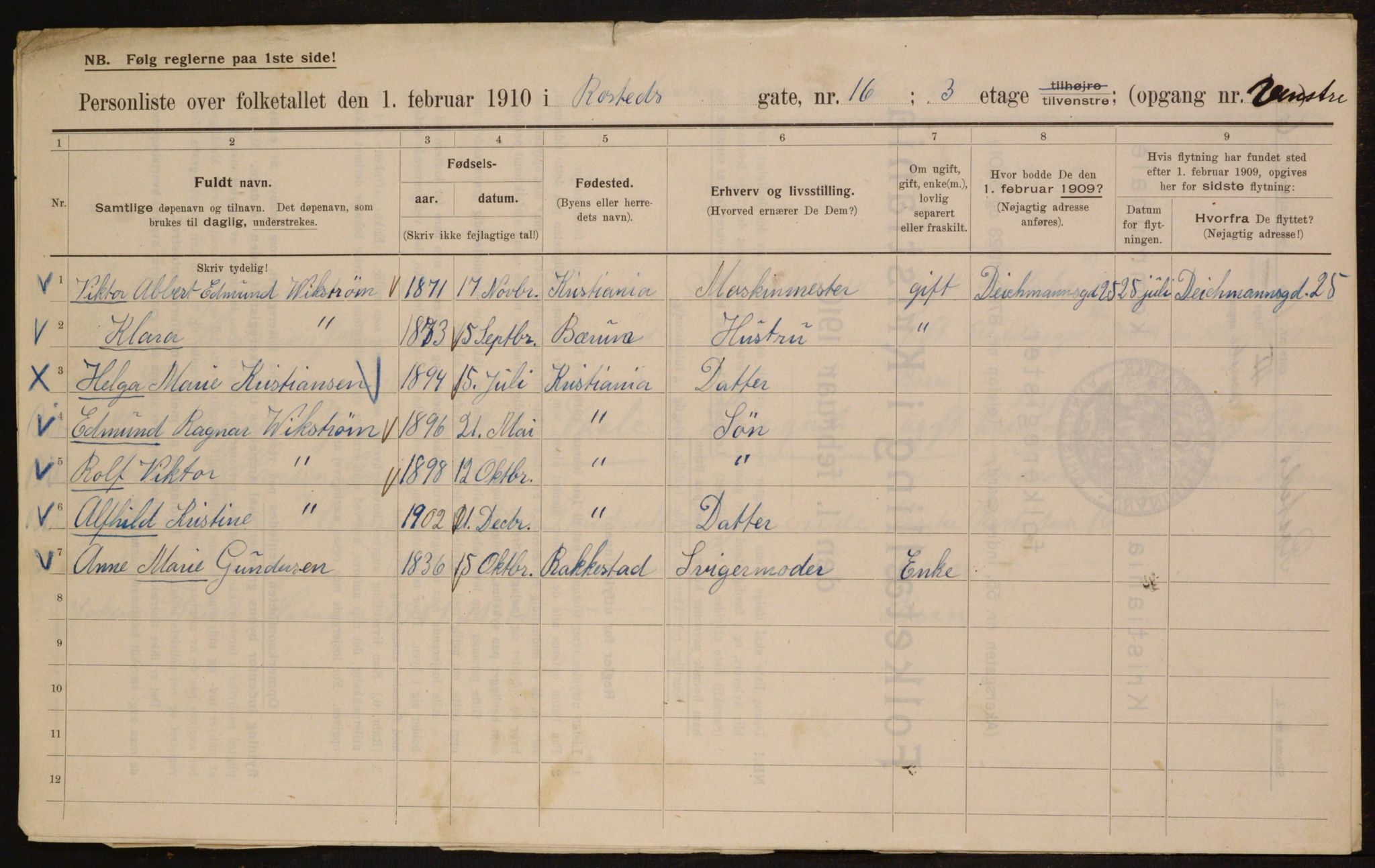 OBA, Municipal Census 1910 for Kristiania, 1910, p. 80863