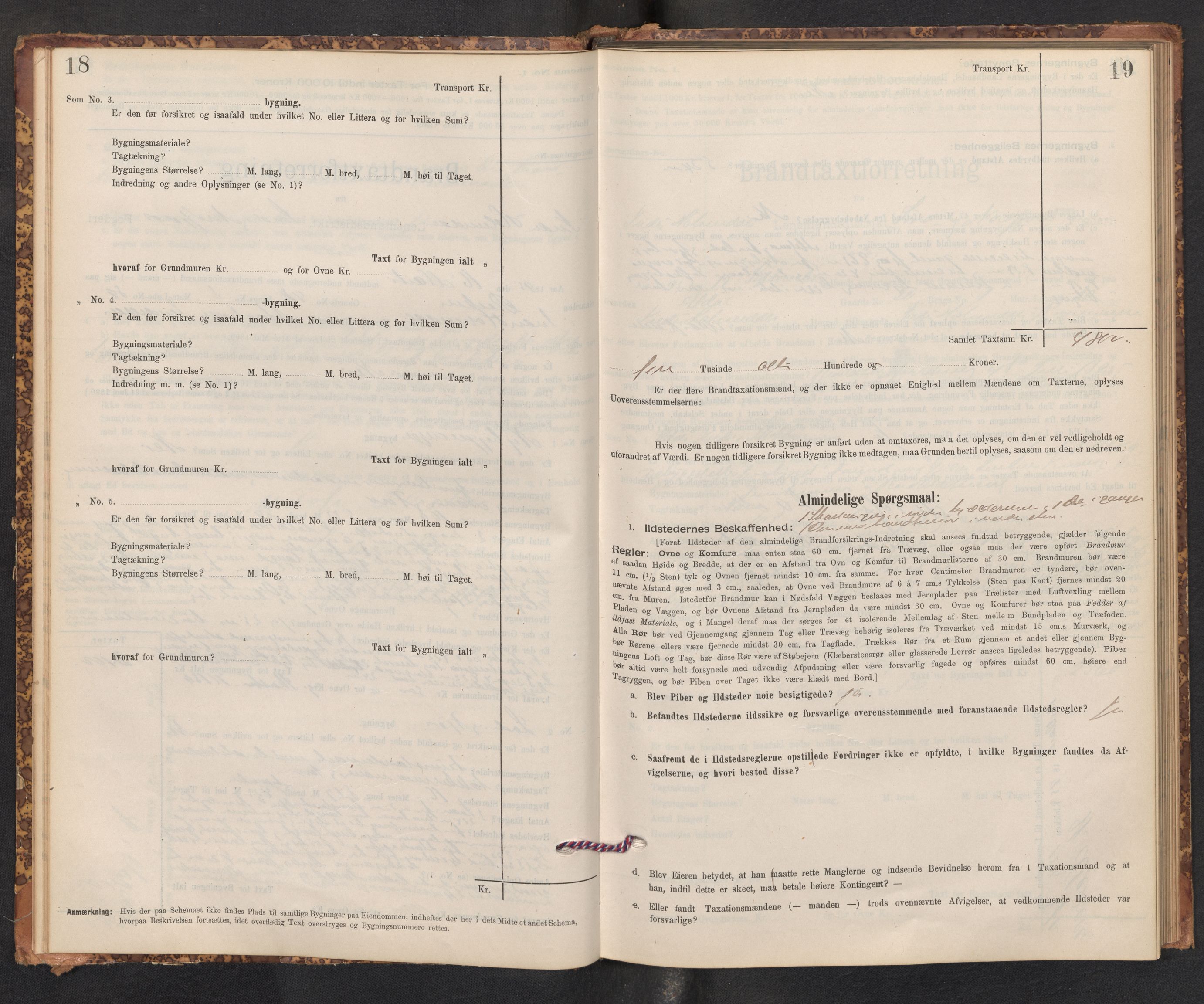 Lensmannen i Gaular, AV/SAB-A-27601/0012/L0005: Branntakstprotokoll, skjematakst, 1895-1917, p. 18-19