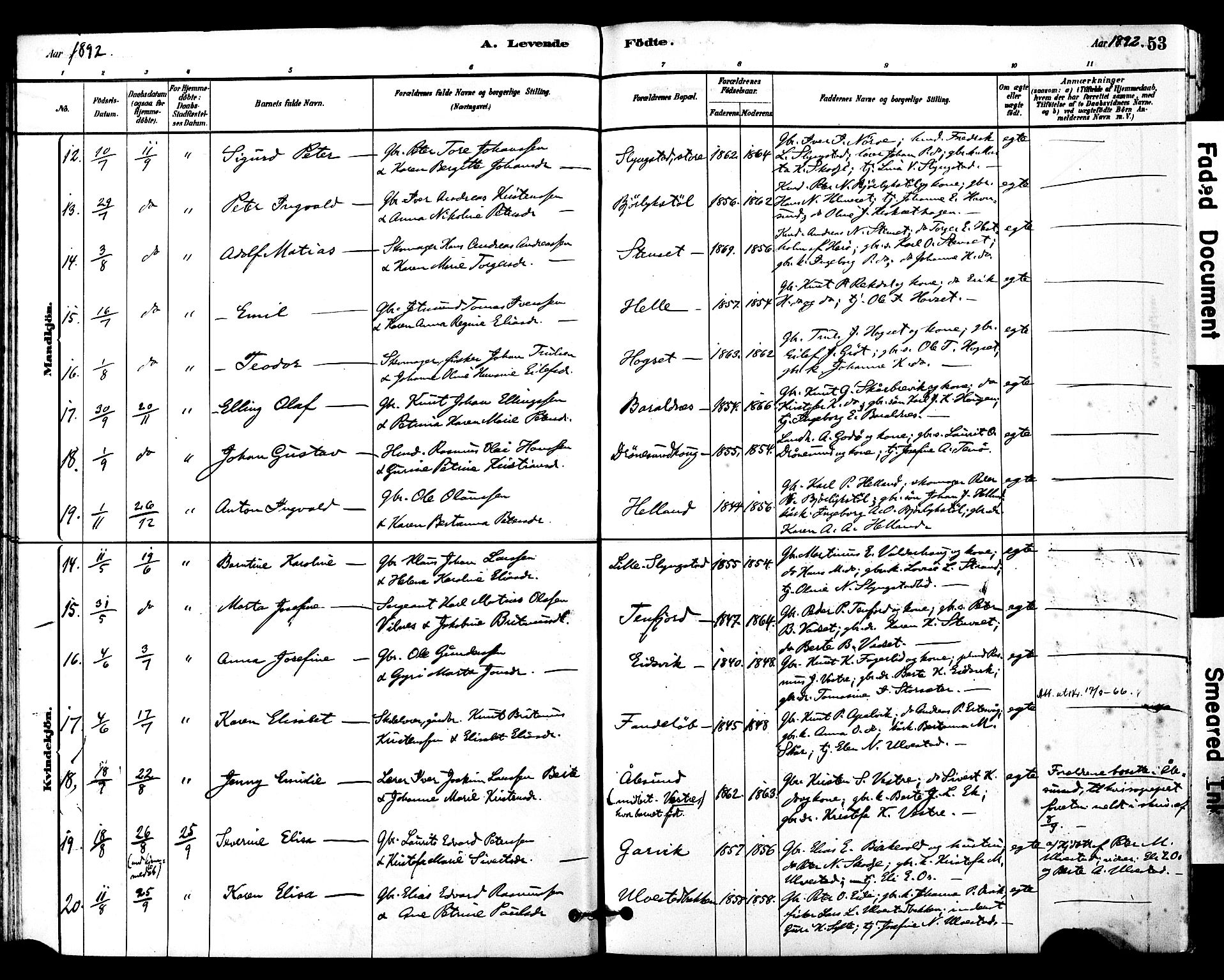 Ministerialprotokoller, klokkerbøker og fødselsregistre - Møre og Romsdal, SAT/A-1454/525/L0374: Parish register (official) no. 525A04, 1880-1899, p. 53