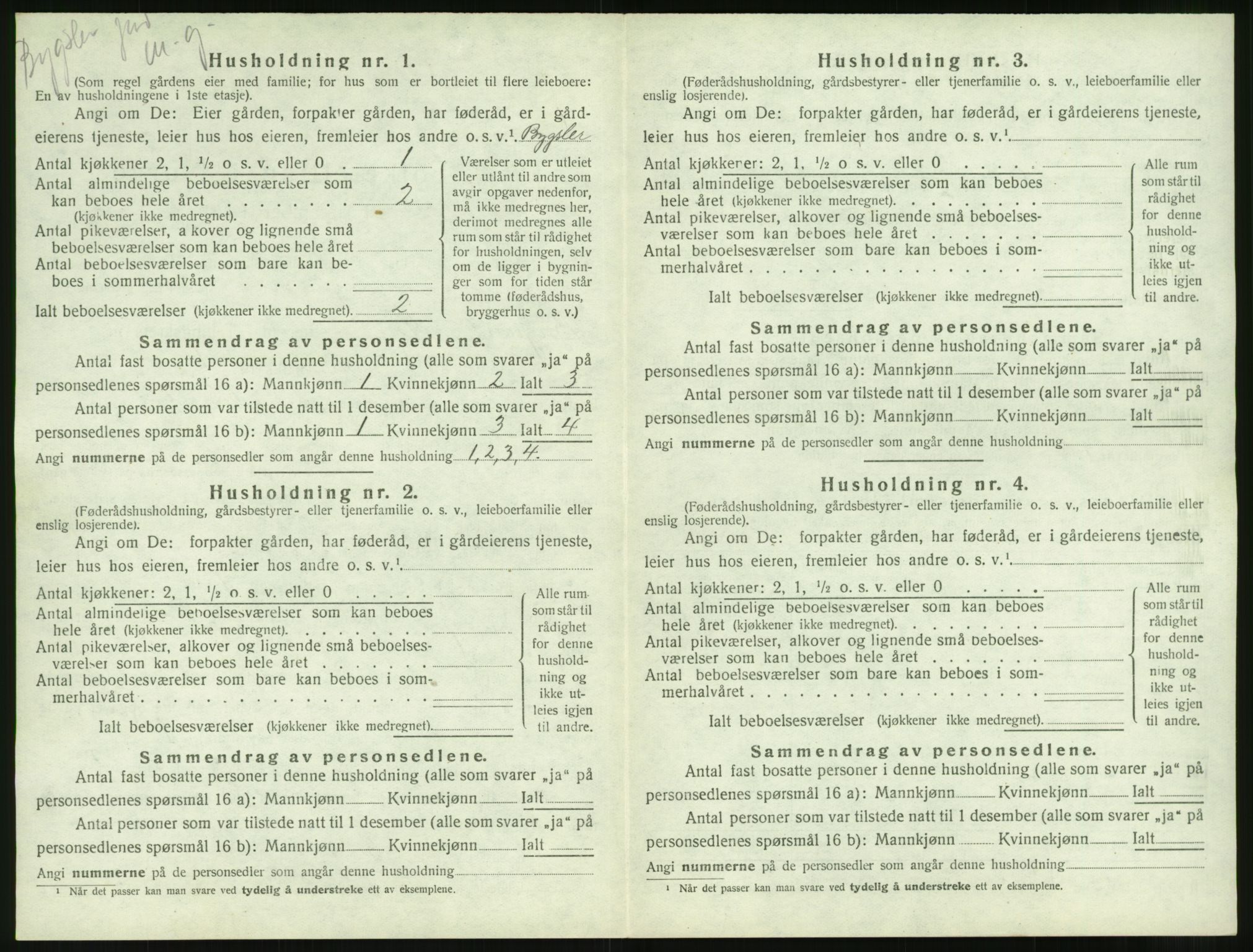 SAT, 1920 census for Borgund, 1920, p. 109