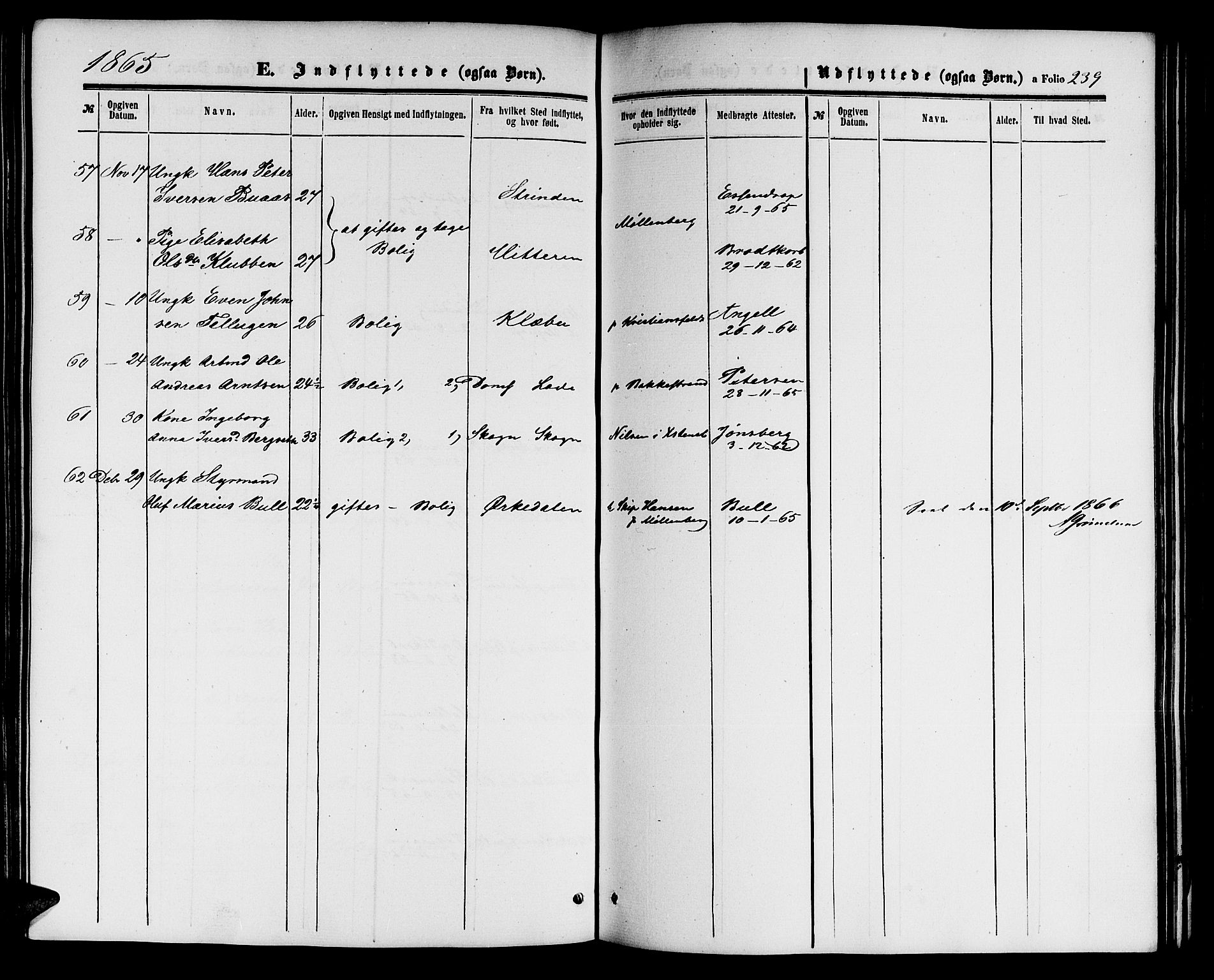 Ministerialprotokoller, klokkerbøker og fødselsregistre - Sør-Trøndelag, SAT/A-1456/604/L0185: Parish register (official) no. 604A06, 1861-1865, p. 239