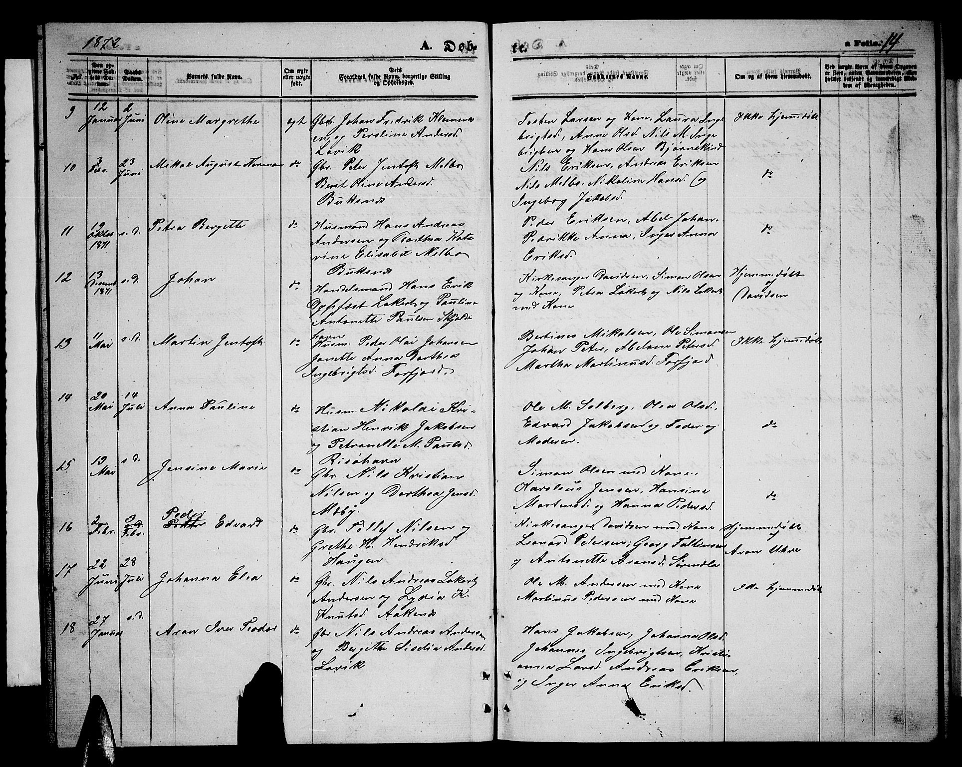 Ministerialprotokoller, klokkerbøker og fødselsregistre - Nordland, AV/SAT-A-1459/898/L1426: Parish register (copy) no. 898C01, 1869-1886, p. 14