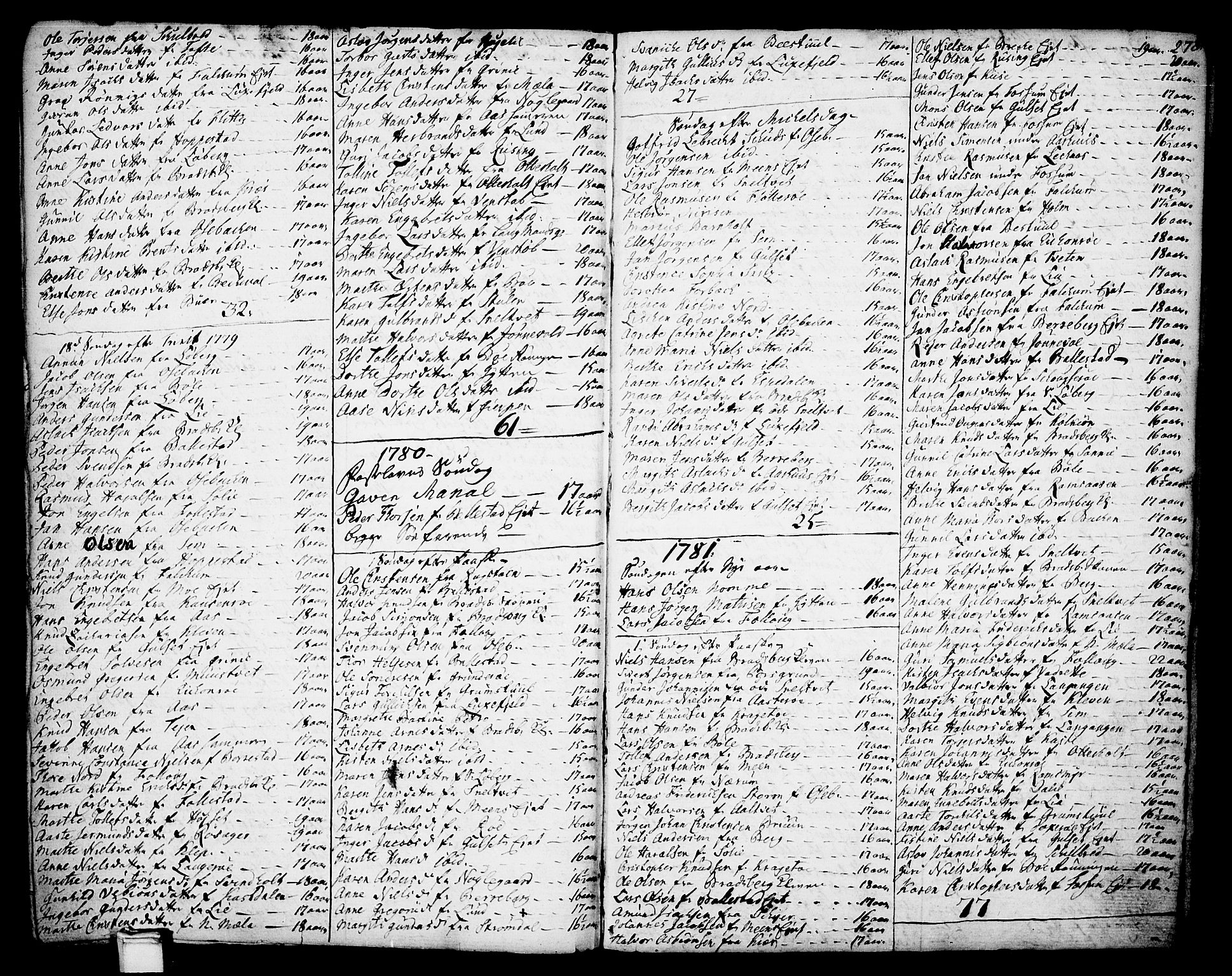 Gjerpen kirkebøker, AV/SAKO-A-265/F/Fa/L0002: Parish register (official) no. I 2, 1747-1795, p. 278