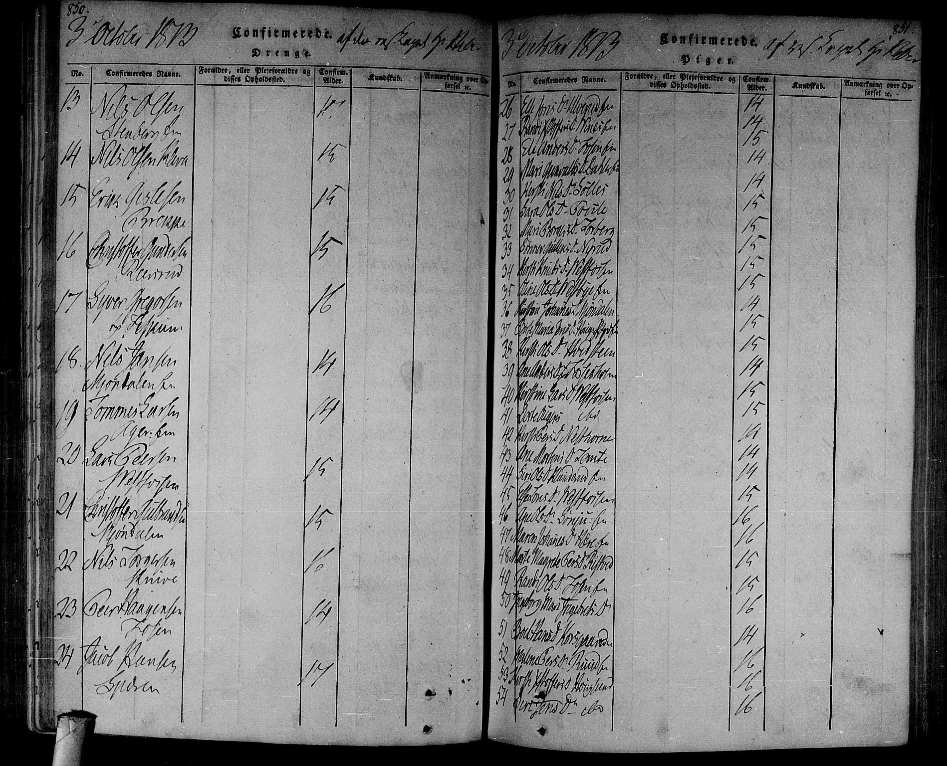 Eiker kirkebøker, AV/SAKO-A-4/F/Fa/L0010: Parish register (official) no. I 10, 1806-1815, p. 850-851