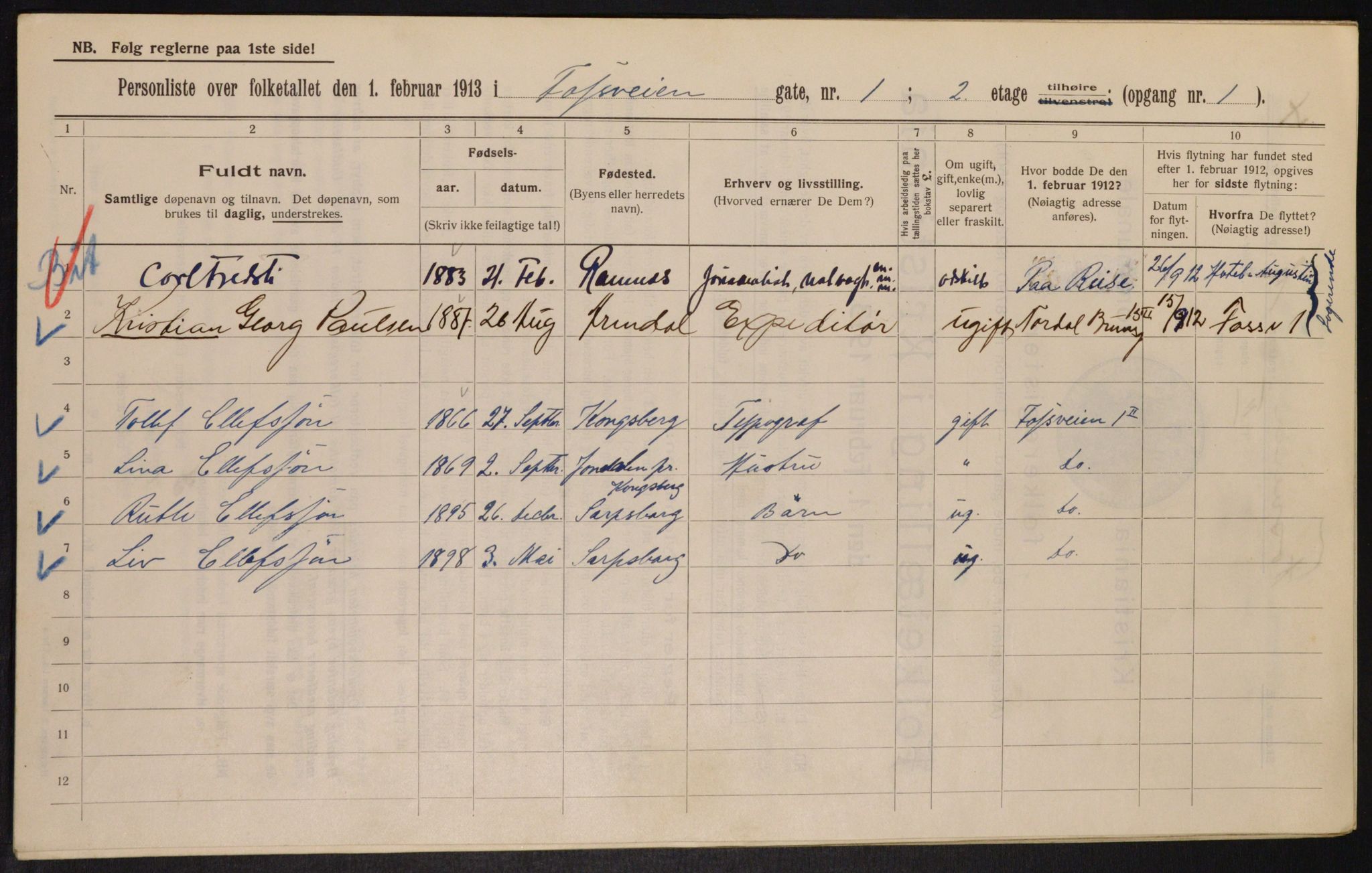 OBA, Municipal Census 1913 for Kristiania, 1913, p. 24837