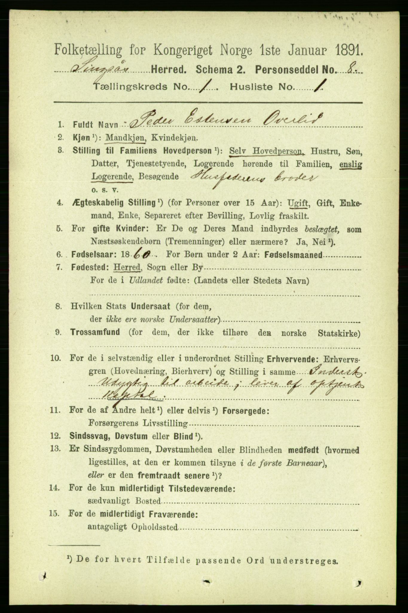 RA, 1891 census for 1646 Singsås, 1891, p. 59