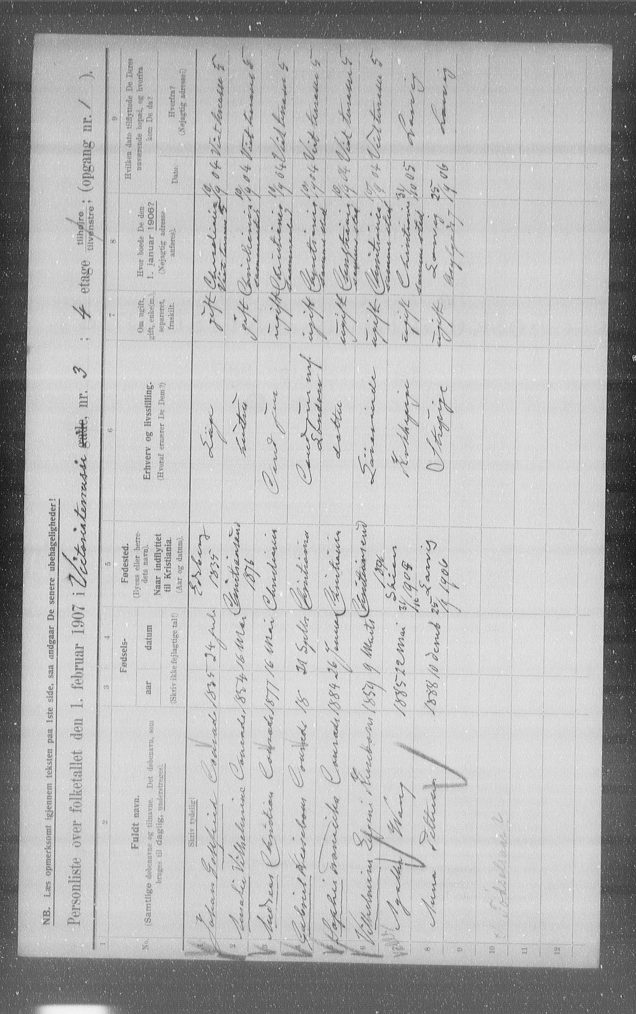 OBA, Municipal Census 1907 for Kristiania, 1907, p. 62810