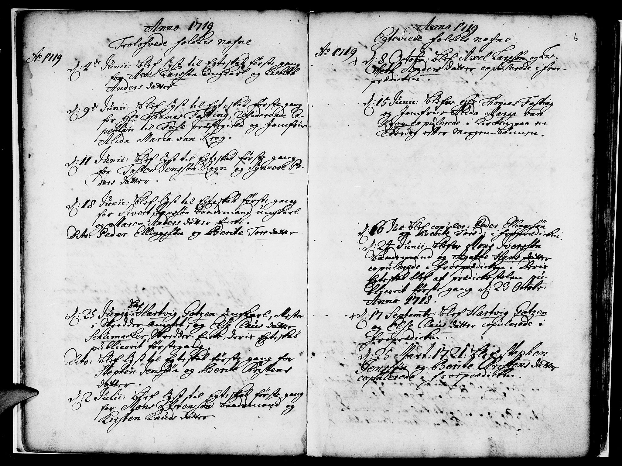 Nykirken Sokneprestembete, SAB/A-77101/H/Haa/L0007: Parish register (official) no. A 7, 1719-1781, p. 6