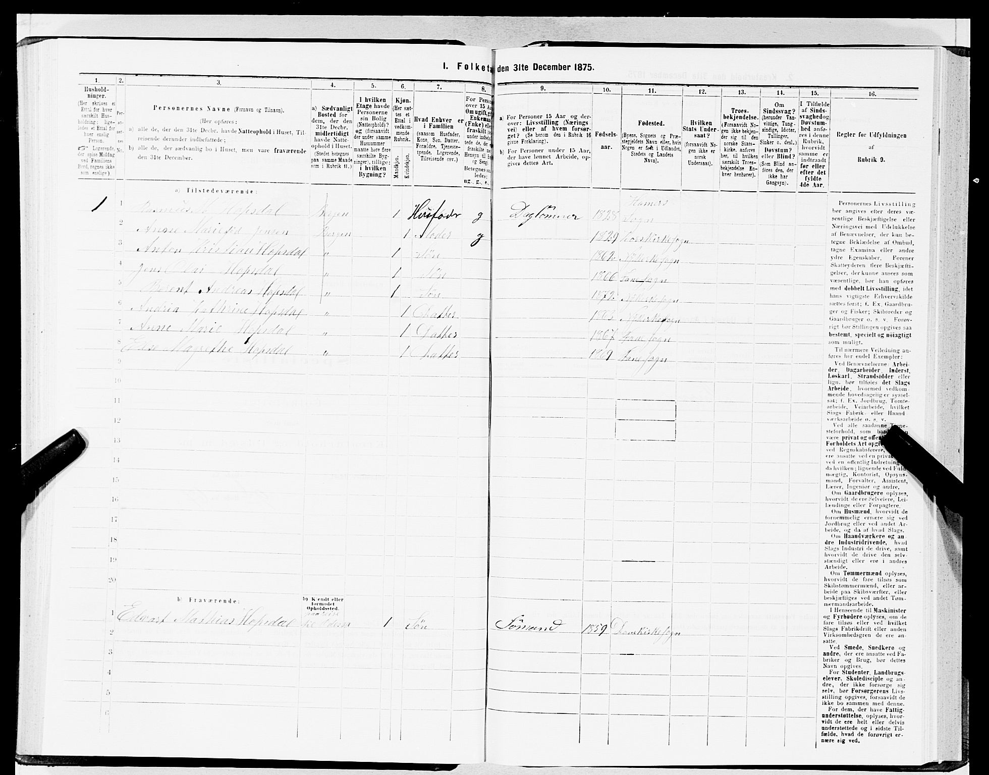 SAB, 1875 census for 1301 Bergen, 1875, p. 1674