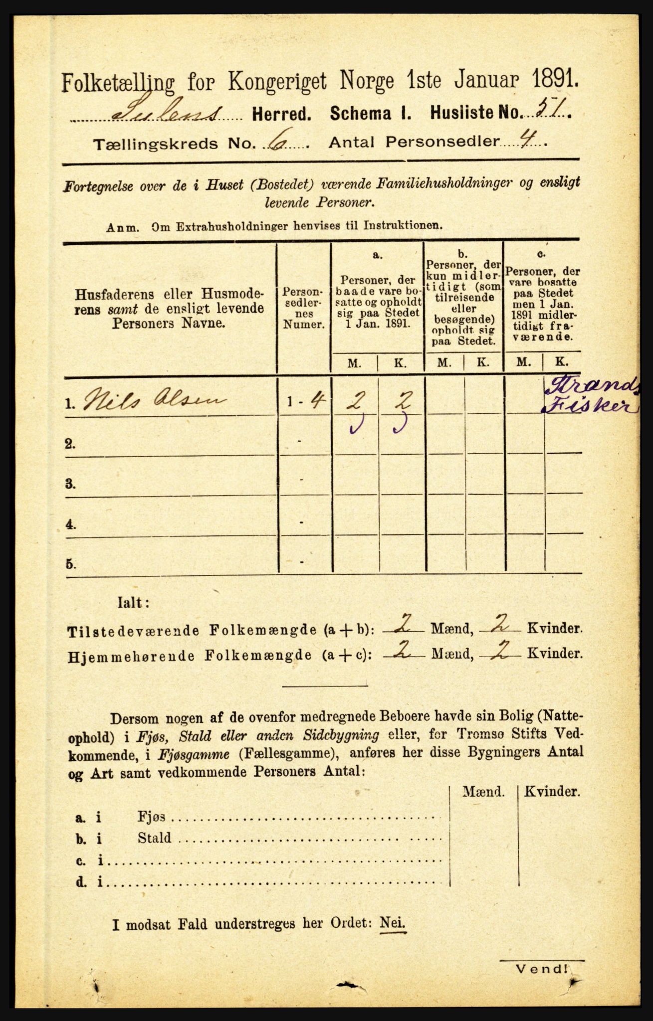 RA, 1891 census for 1412 Solund, 1891, p. 2003